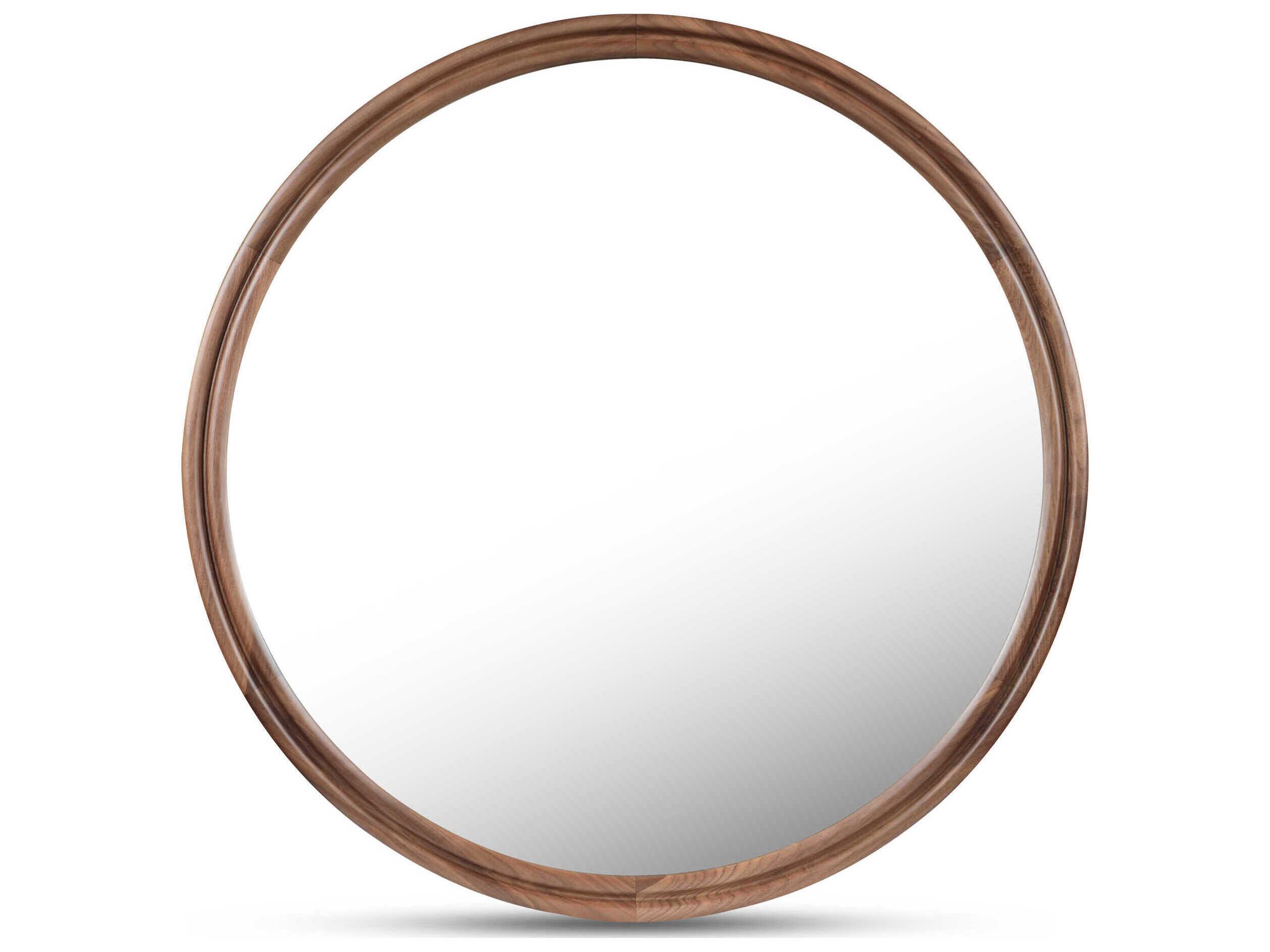 Moe's Home Alcott Natural Walnut Round Wall Mirror