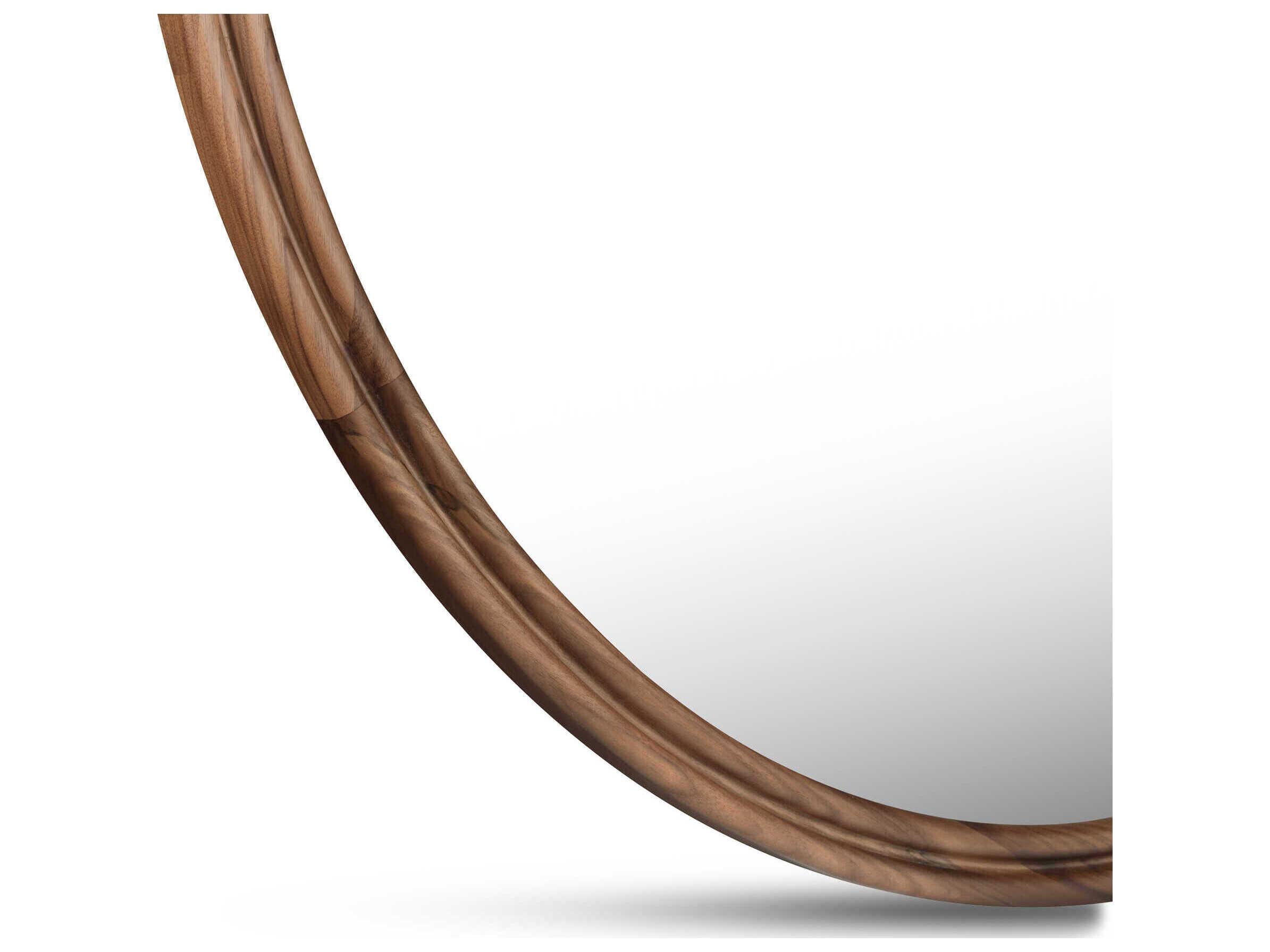 Moe's Home Alcott Natural Walnut Round Wall Mirror