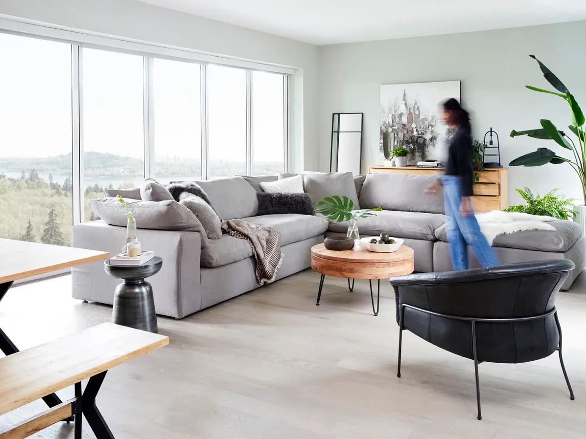 Moe's Home Clay Black Upholstered Sectional Sofa