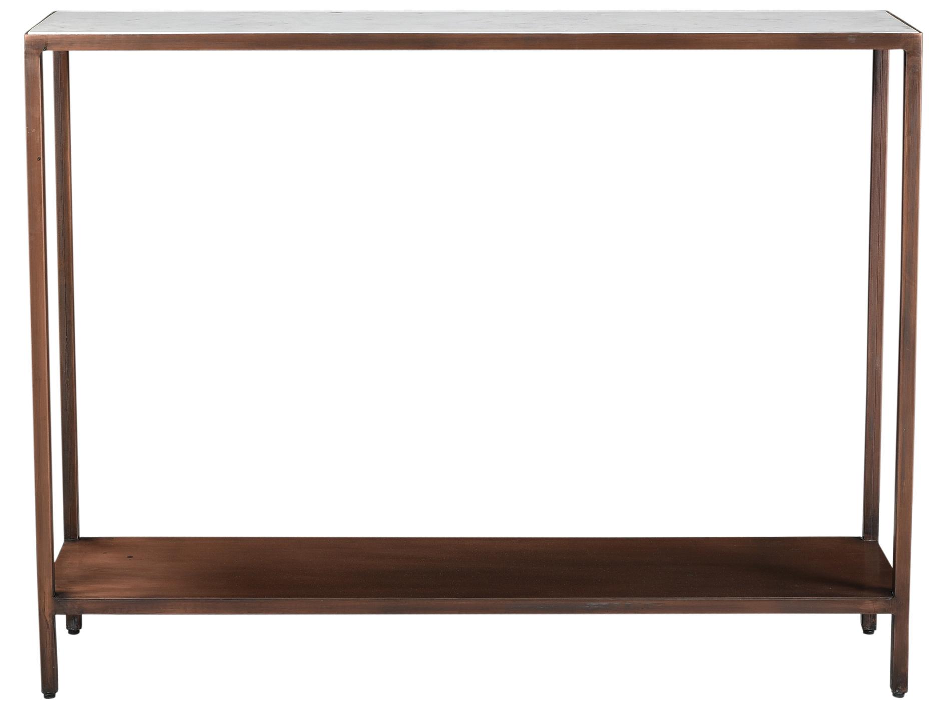 Moe's Home Bottego Rectangular Marble Antique Copper Console Table