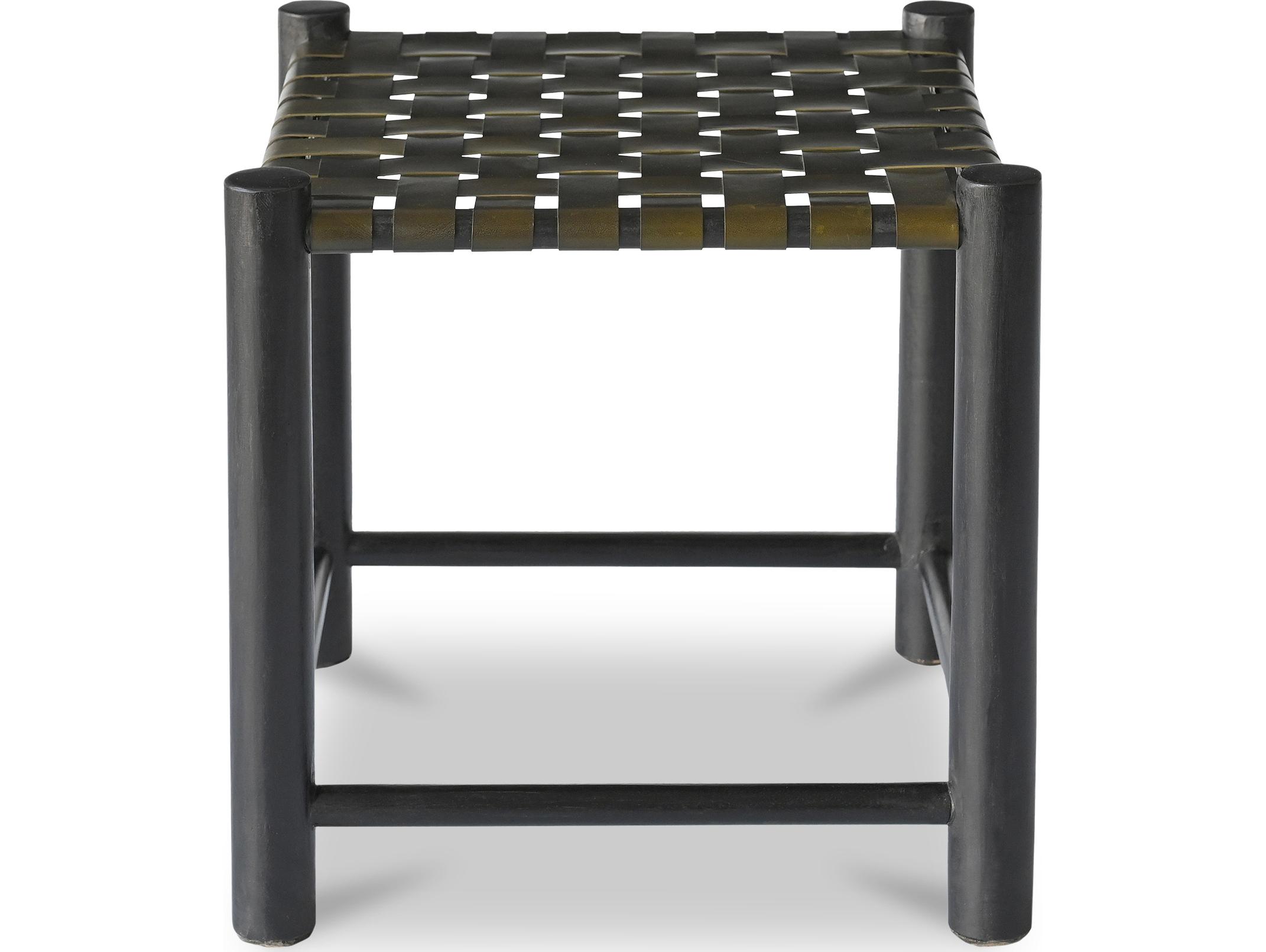 Moe's Home Selby Black Leather Accent Stool