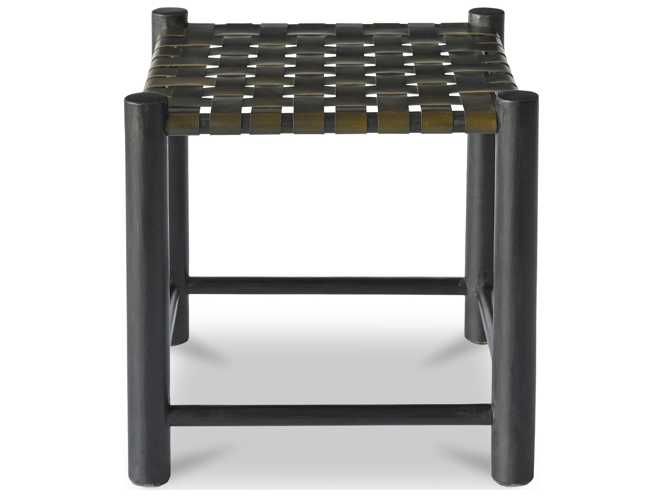Moe's Home Selby Black Leather Accent Stool