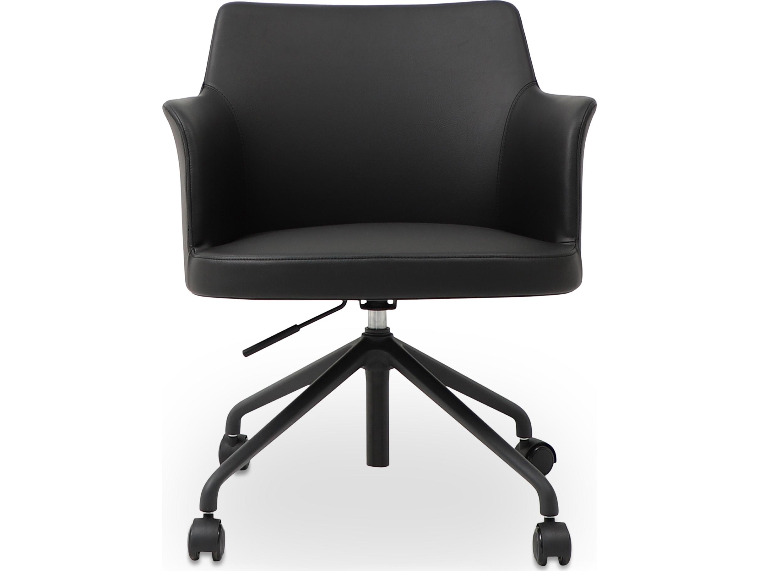 Moe's Home Morris Black Faux Leather Adjustable Swivel Office Chair