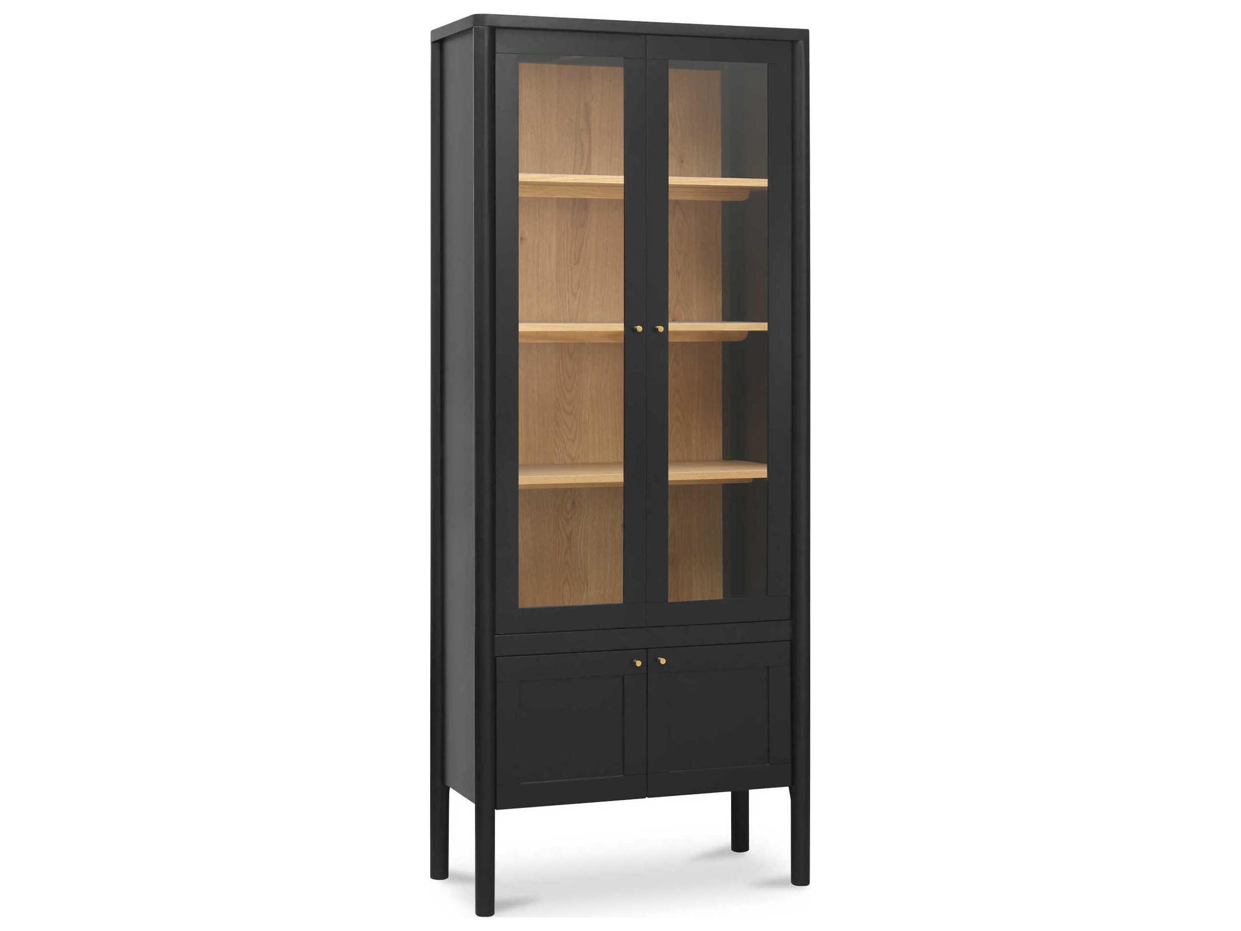Moe's Home Hannah Oak Wood Black Display Cabinet