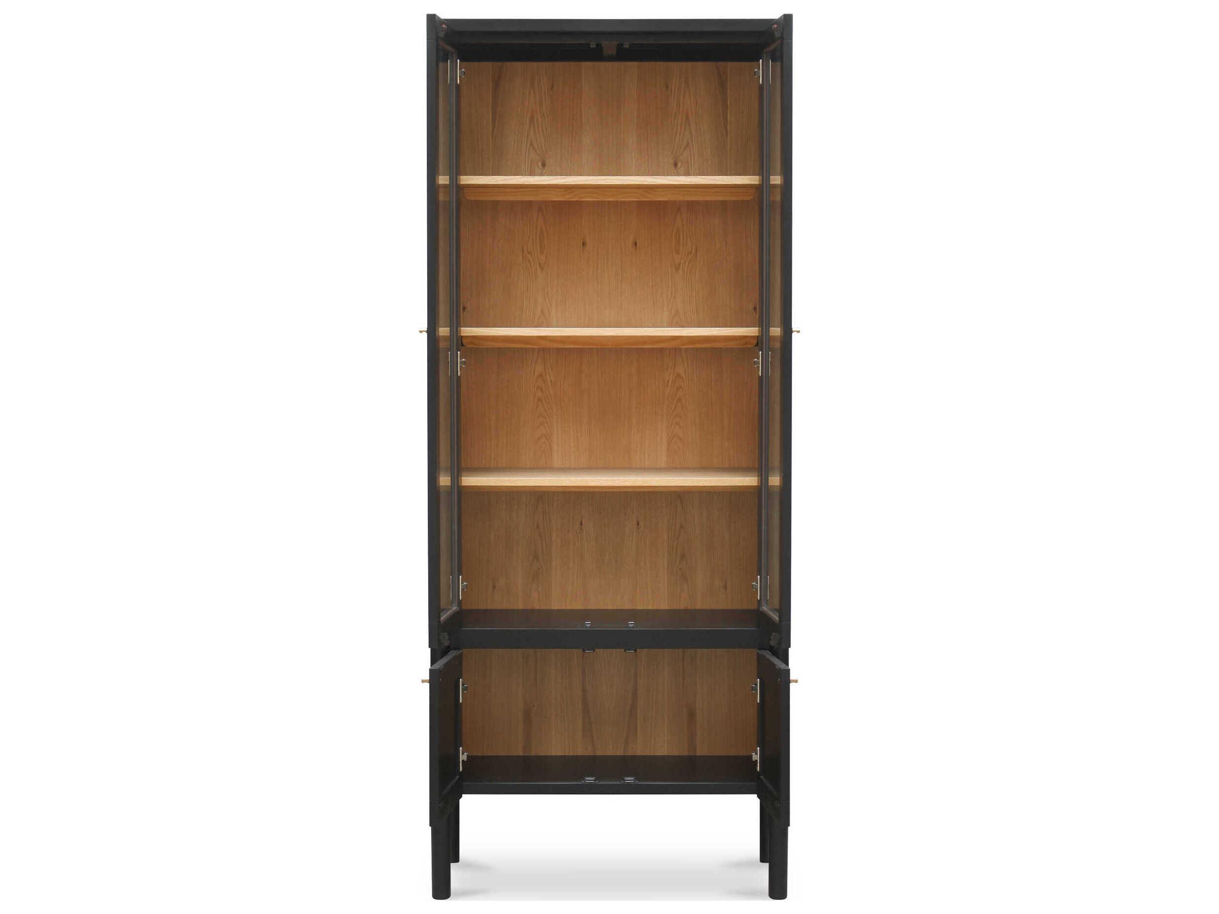 Moe's Home Hannah Oak Wood Black Display Cabinet