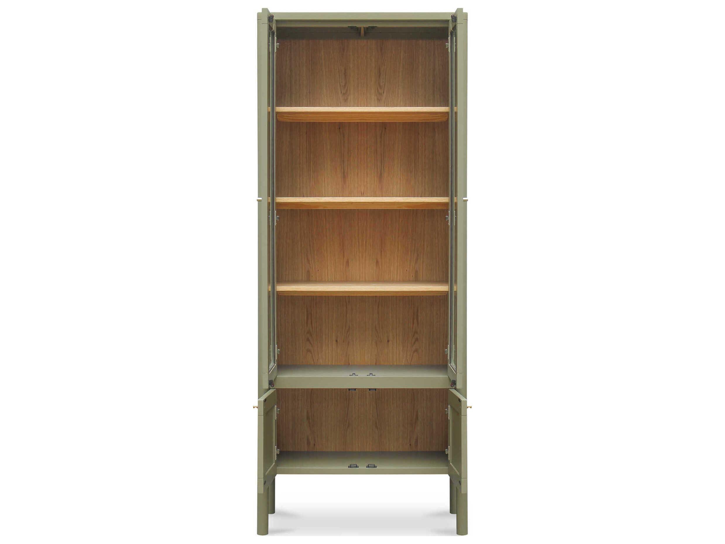 Moe's Home Hannah Oak Wood Green Display Cabinet