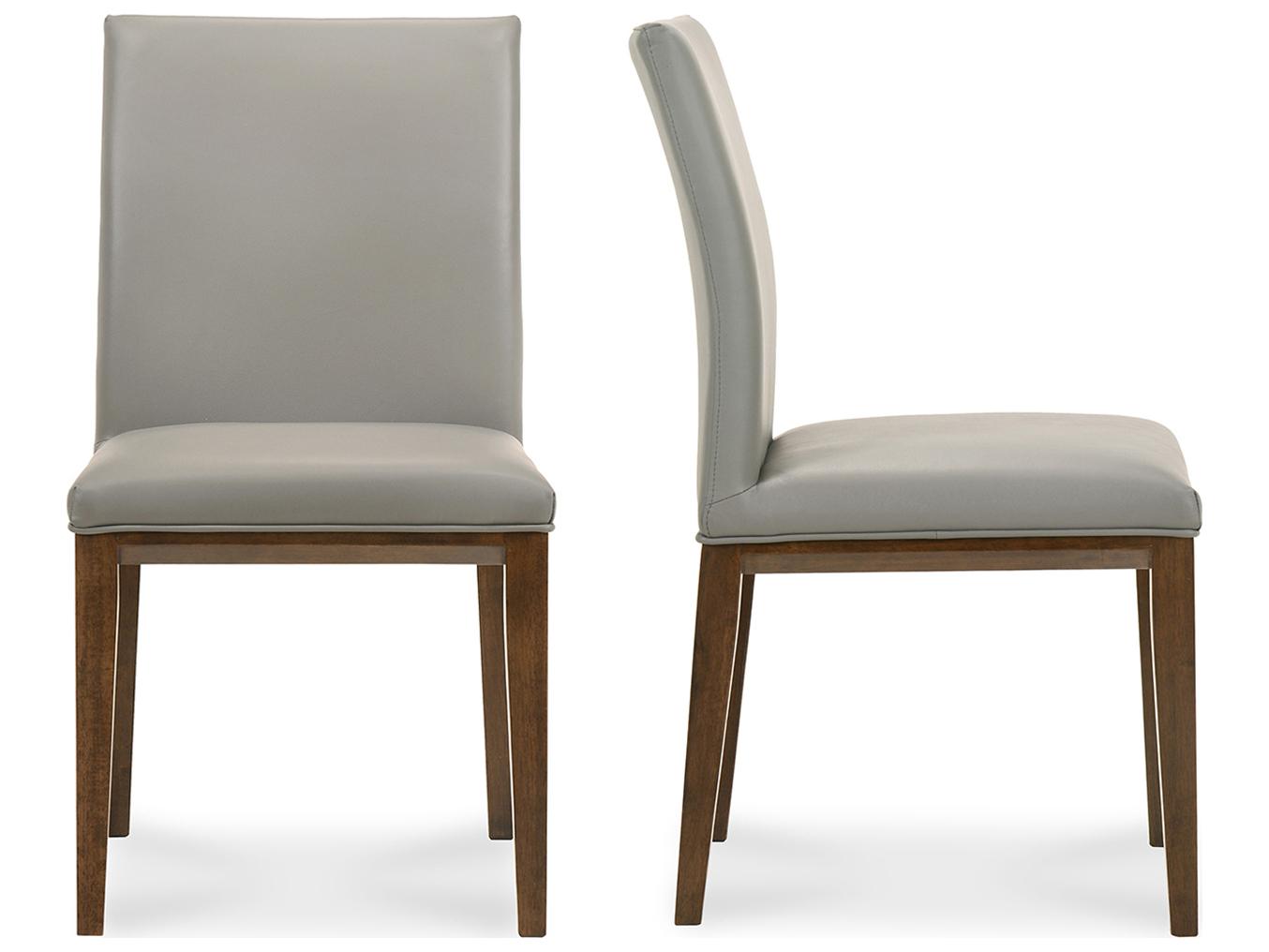 Moe's Home Rubberwood Gray Upholstered Side Dining Chair - Set of Two