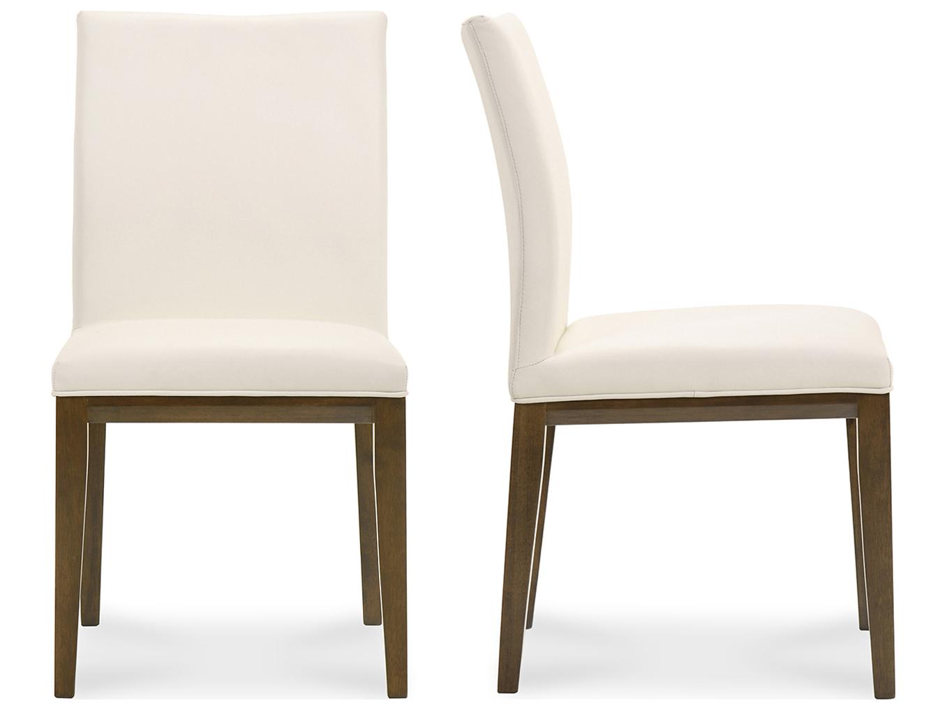 Moe's Home Rubberwood White Upholstered Side Dining Chair - Set of Two