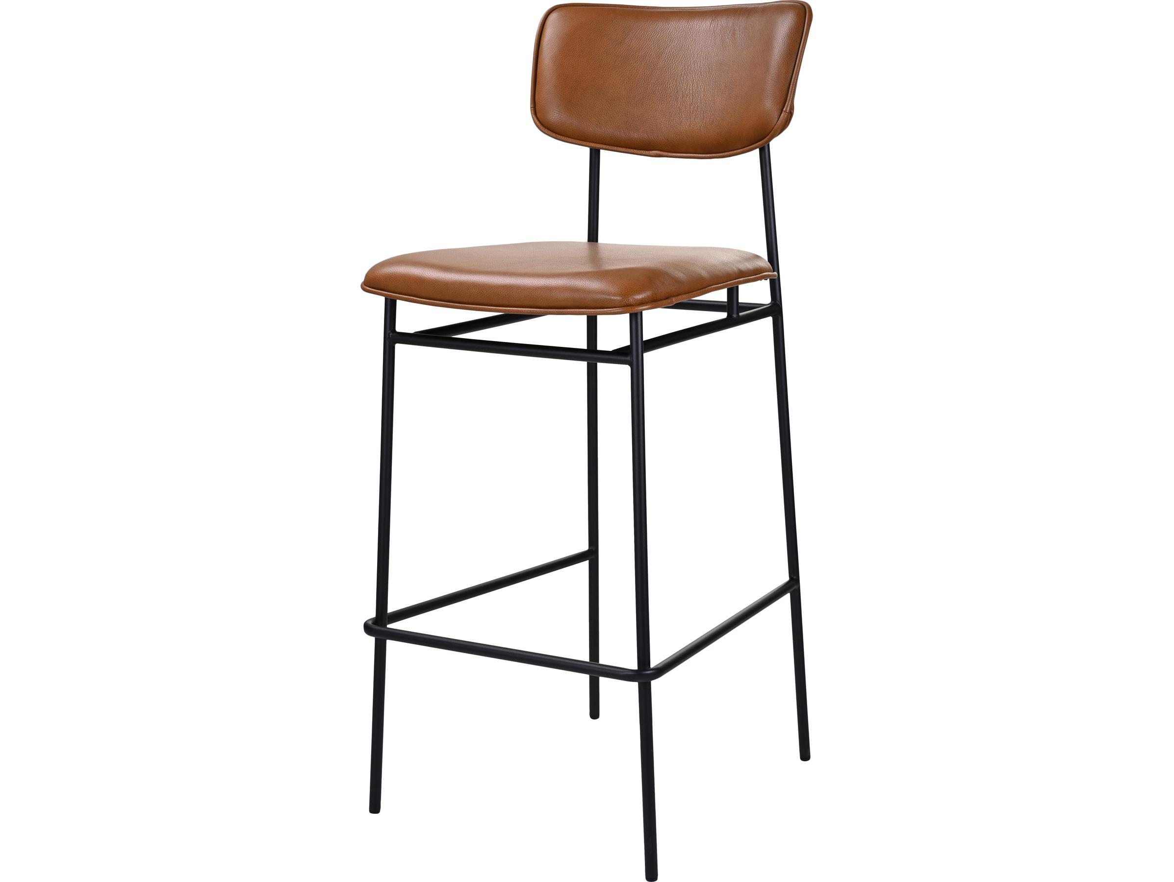 Moe's Home Sailor Leather Brown Bar Stool