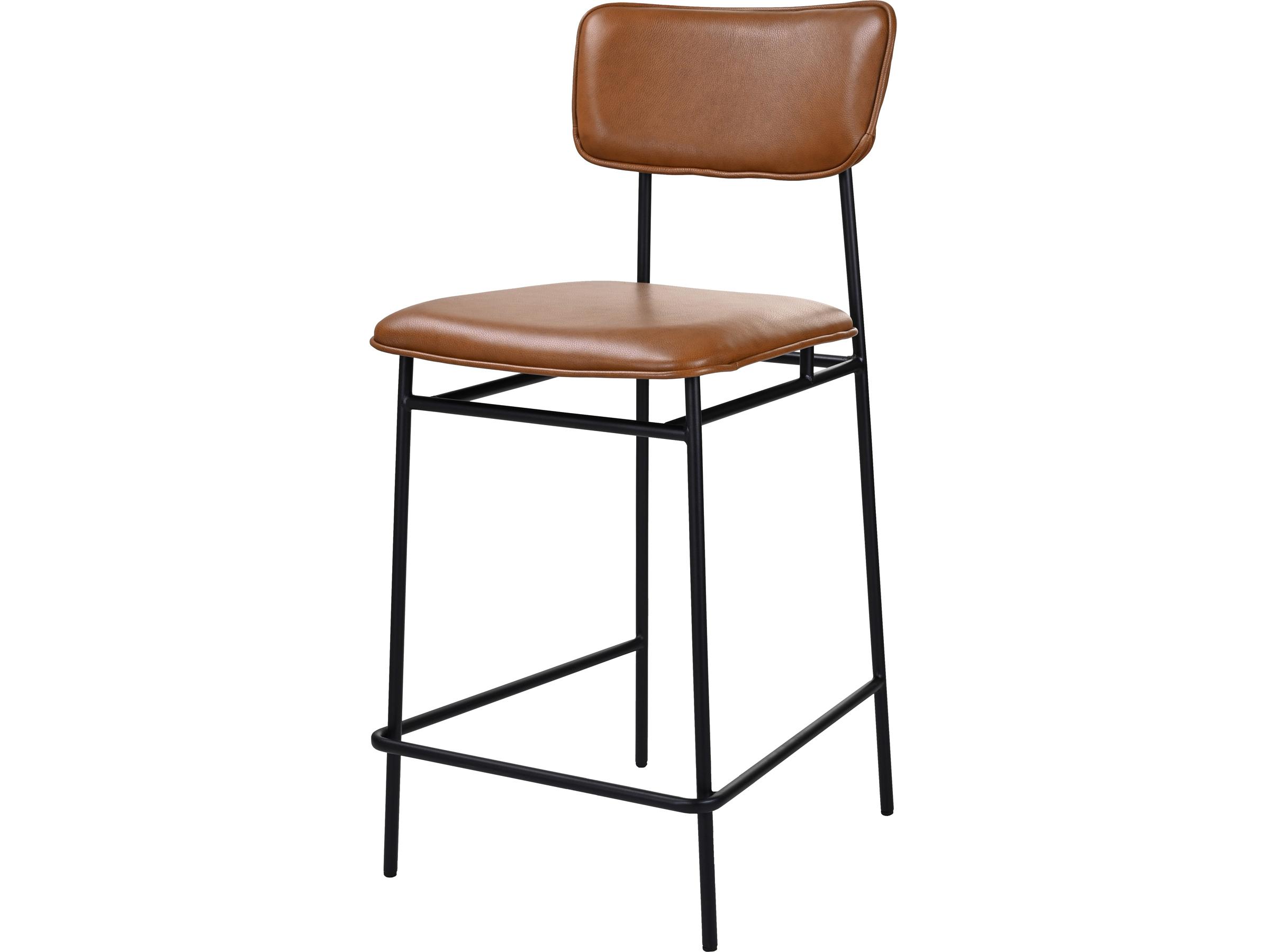 Moe's Home Sailor Leather Ply Wood Brown Counter Stool