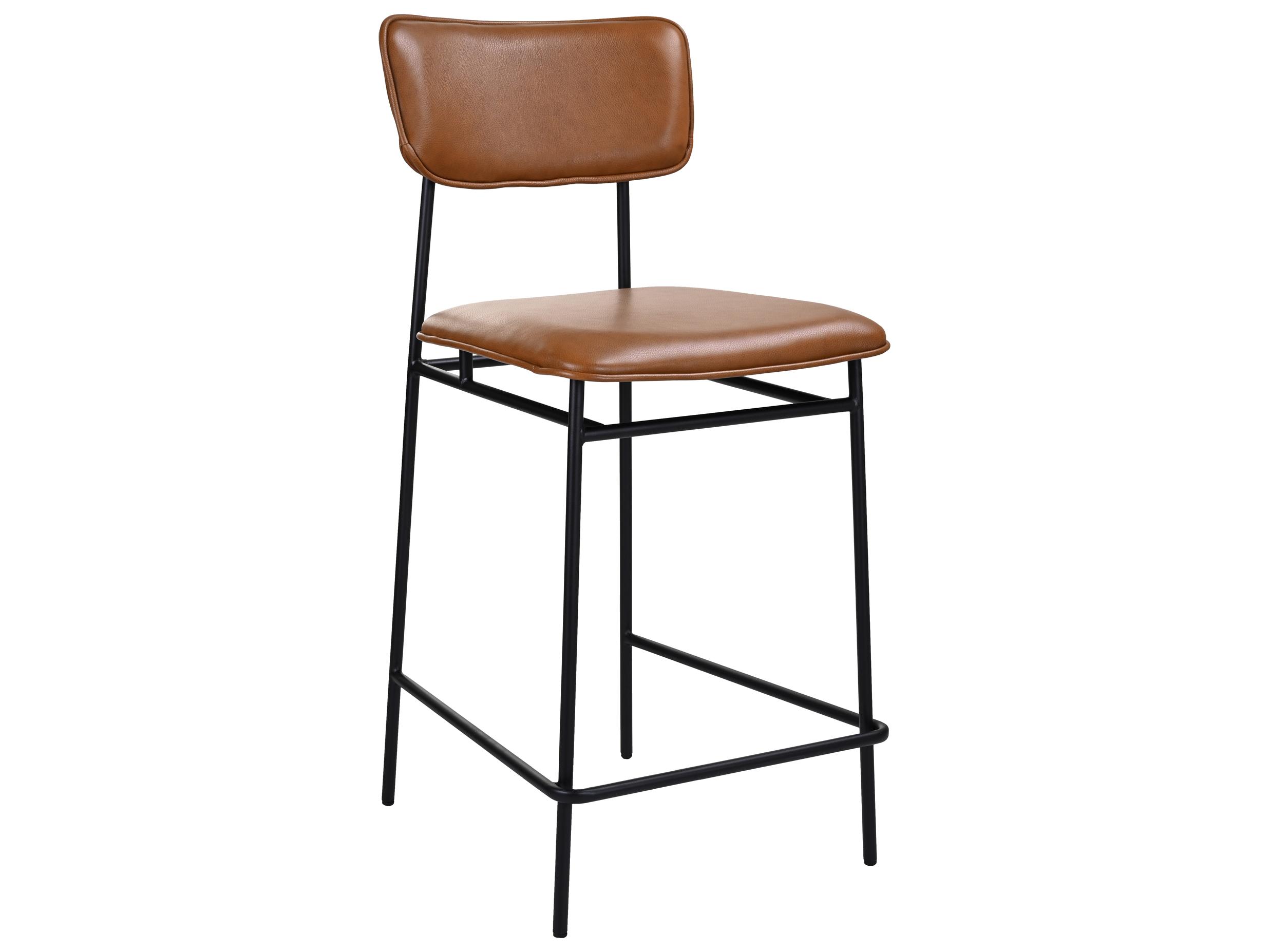 Moe's Home Sailor Leather Ply Wood Brown Counter Stool