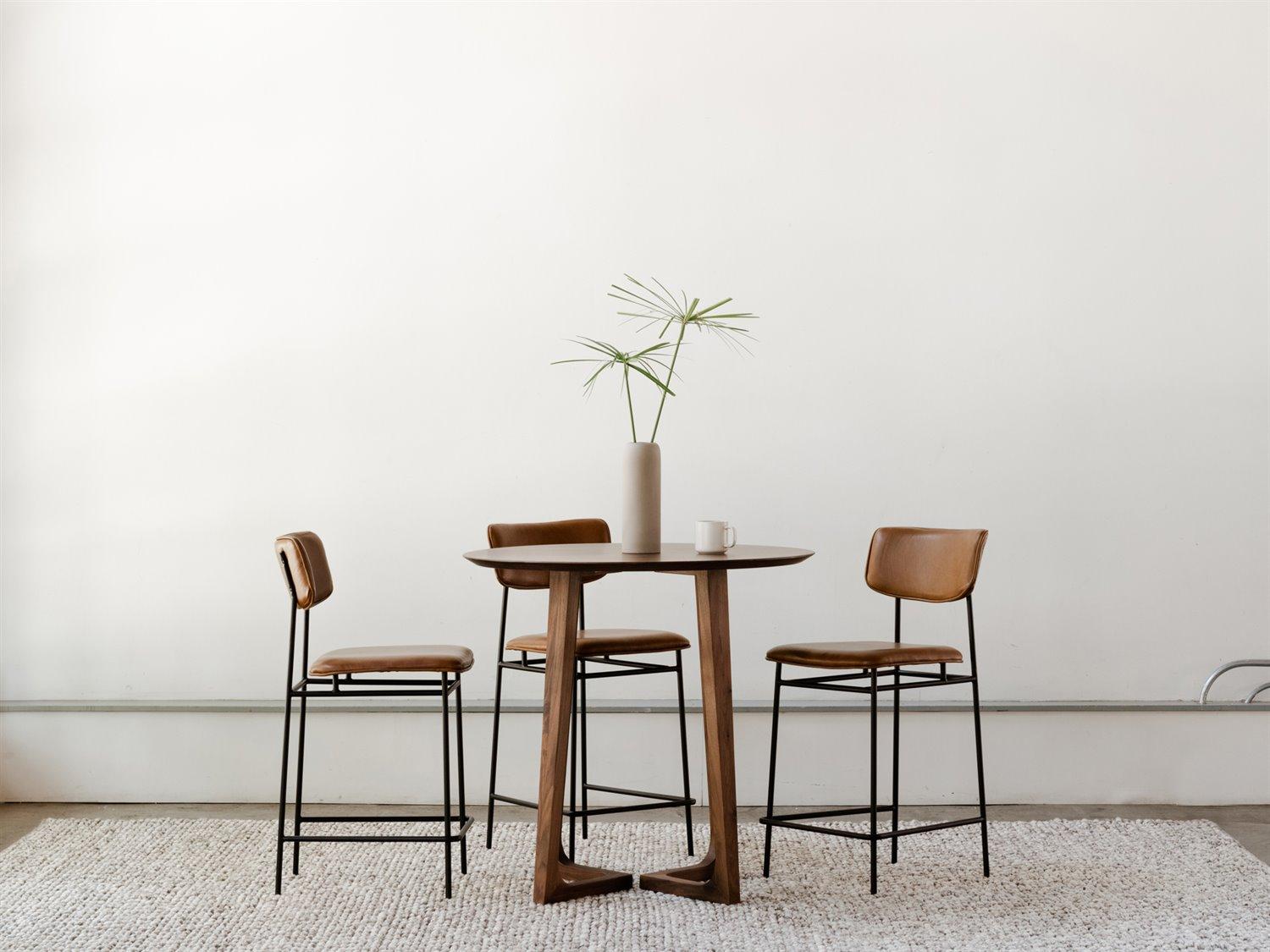 Moe's Home Sailor Leather Ply Wood Brown Counter Stool