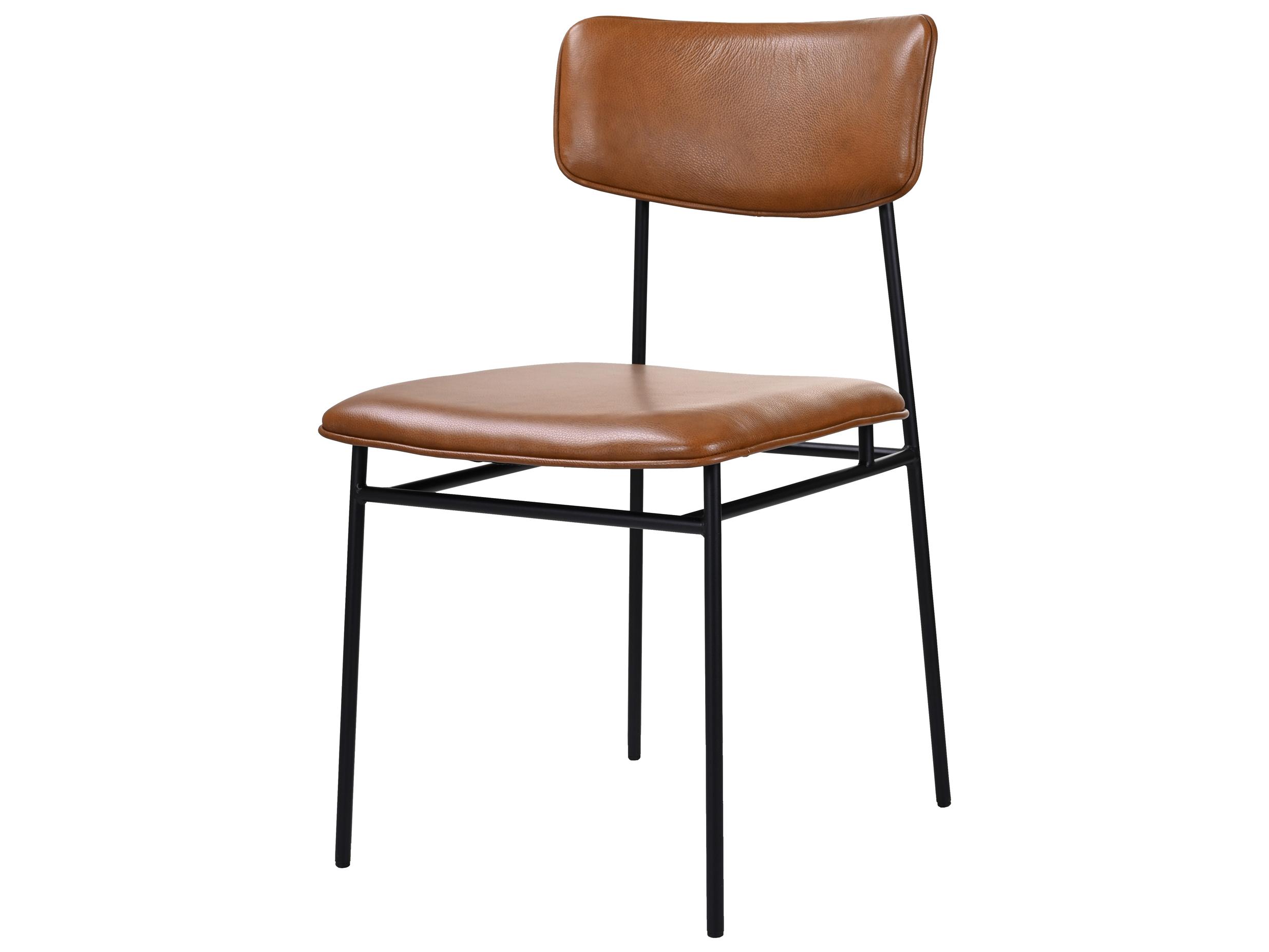 Moe's Home Sailor Leather Ply Wood Brown Upholstered Side Dining Chair - Set of Two