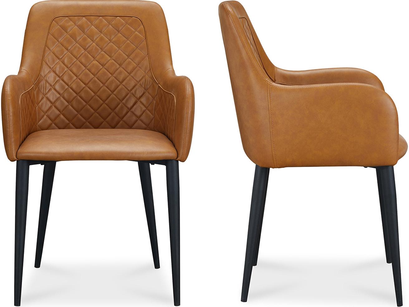 Moe's Home Leather Black Upholstered Arm Dining Chair - Set of Two