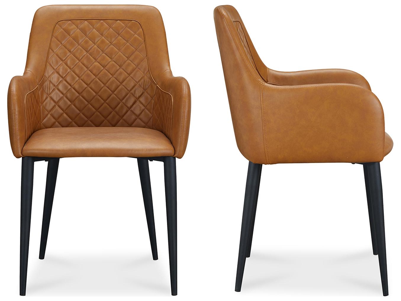 Moe's Home Leather Black Upholstered Arm Dining Chair - Set of Two