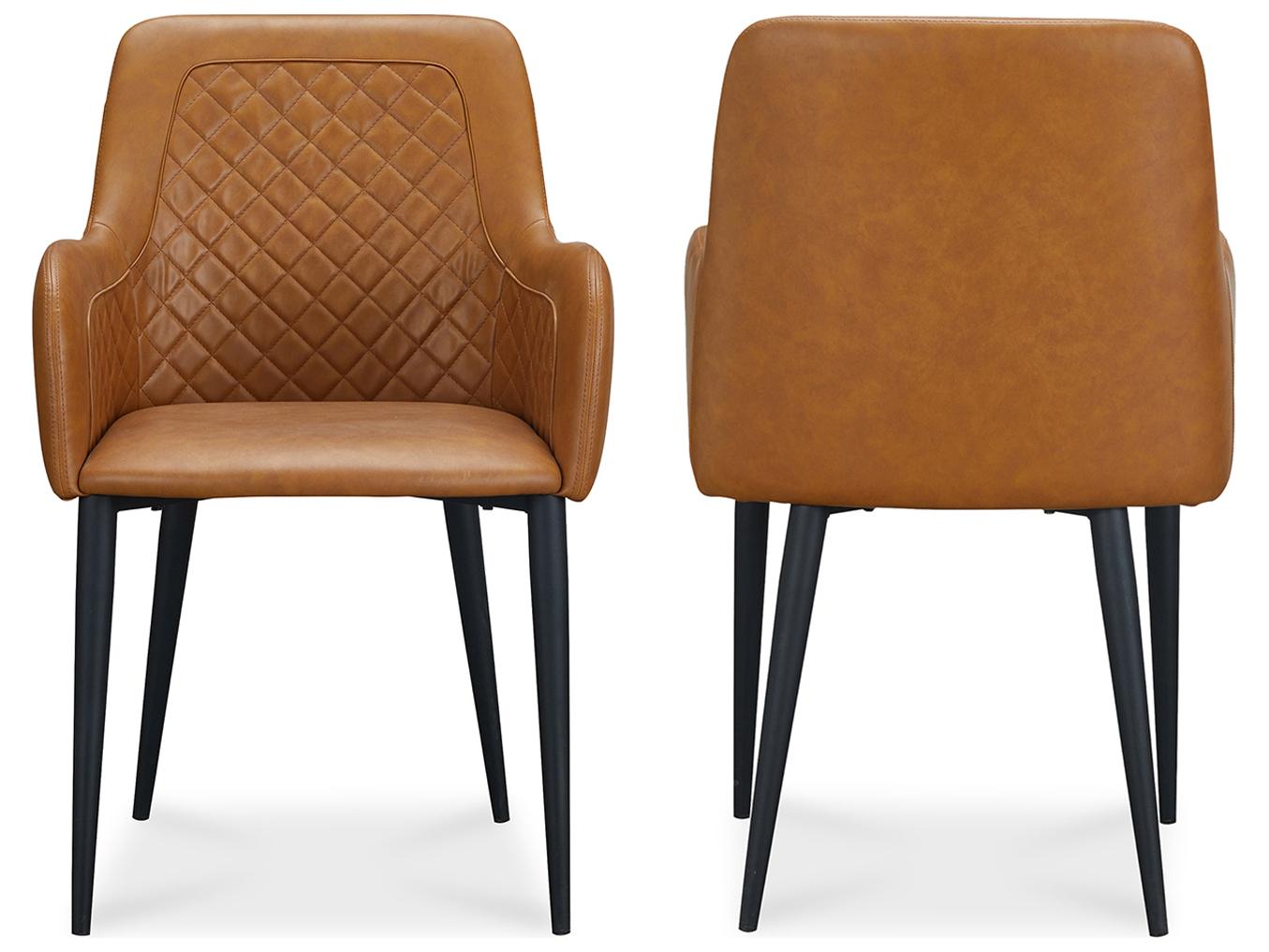 Moe's Home Leather Black Upholstered Arm Dining Chair - Set of Two