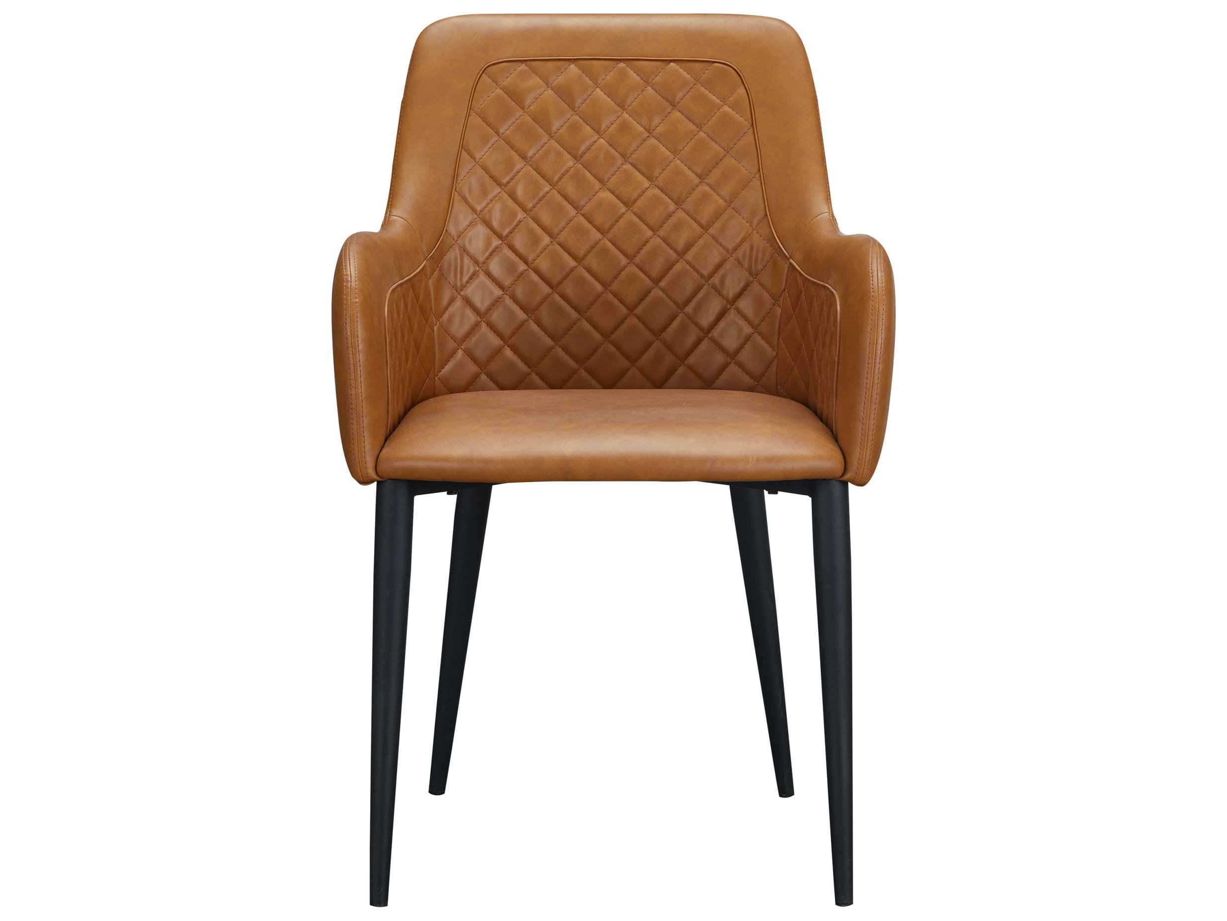 Moe's Home Leather Black Upholstered Arm Dining Chair - Set of Two