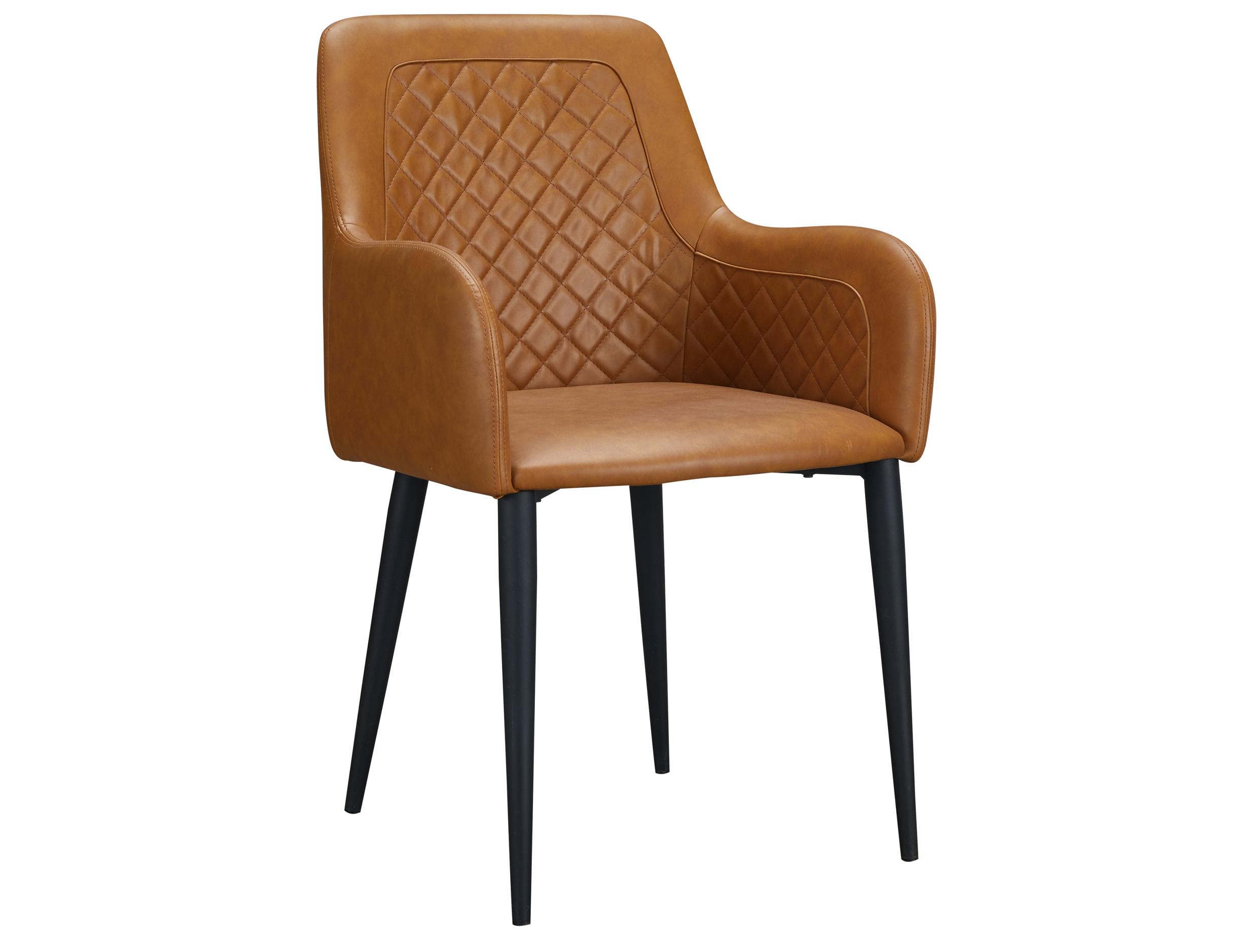 Moe's Home Leather Black Upholstered Arm Dining Chair - Set of Two