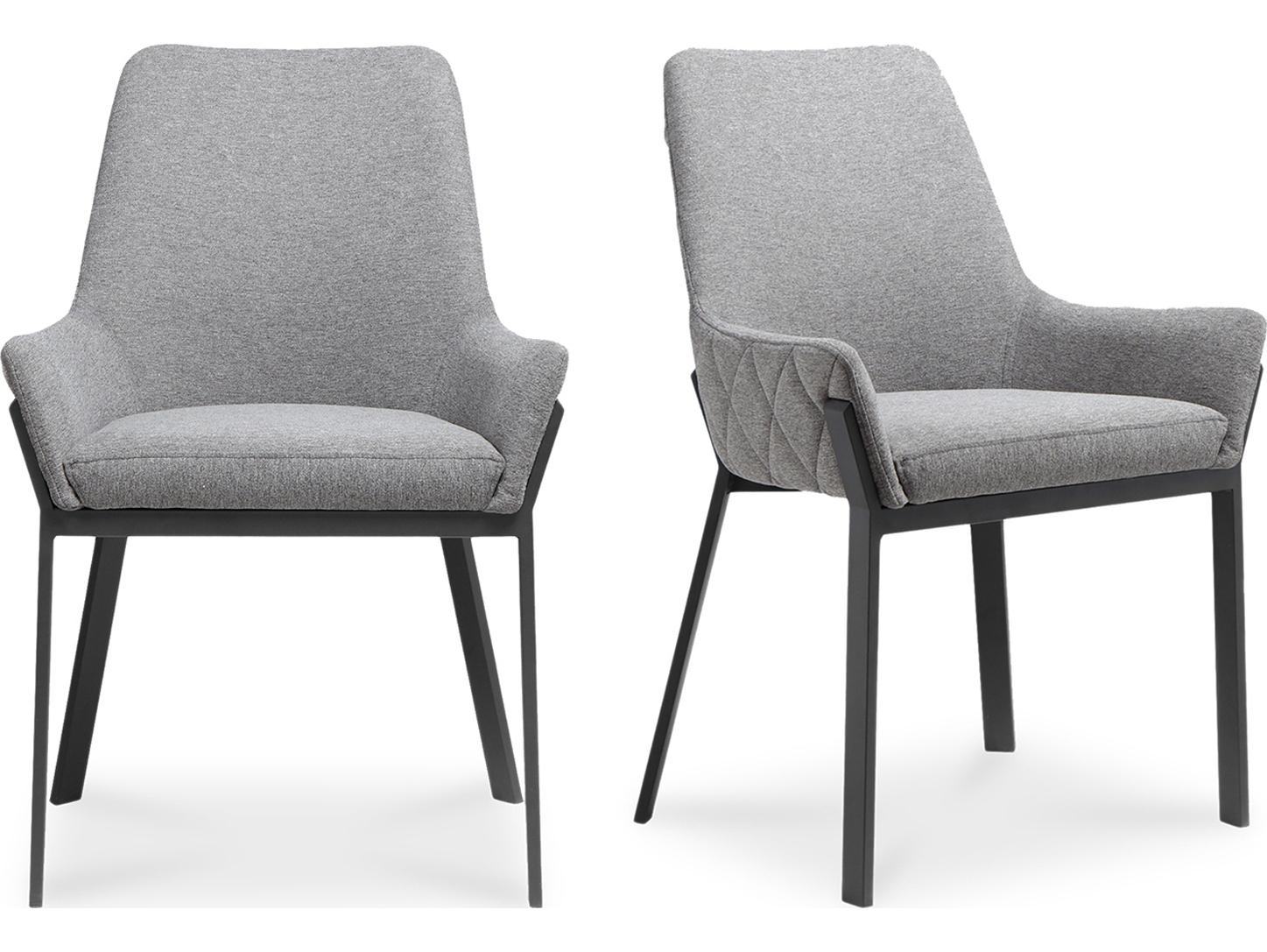 Moe's Home Gray Upholstered Arm Dining Chair - Set of Two