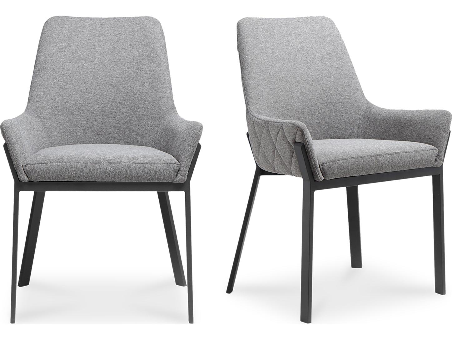 Moe's Home Gray Upholstered Arm Dining Chair - Set of Two