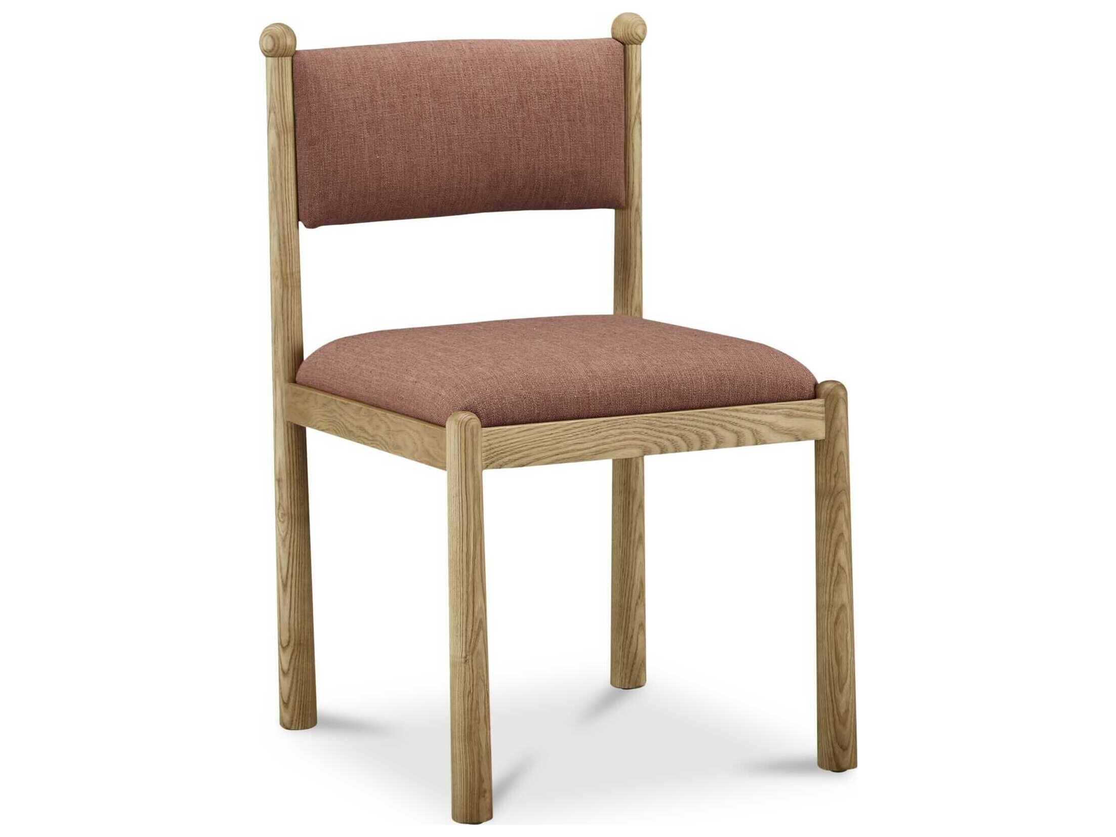 Moe's Home Villetta Ash Wood Pink Upholstered Armless Dining Chair Set of 2