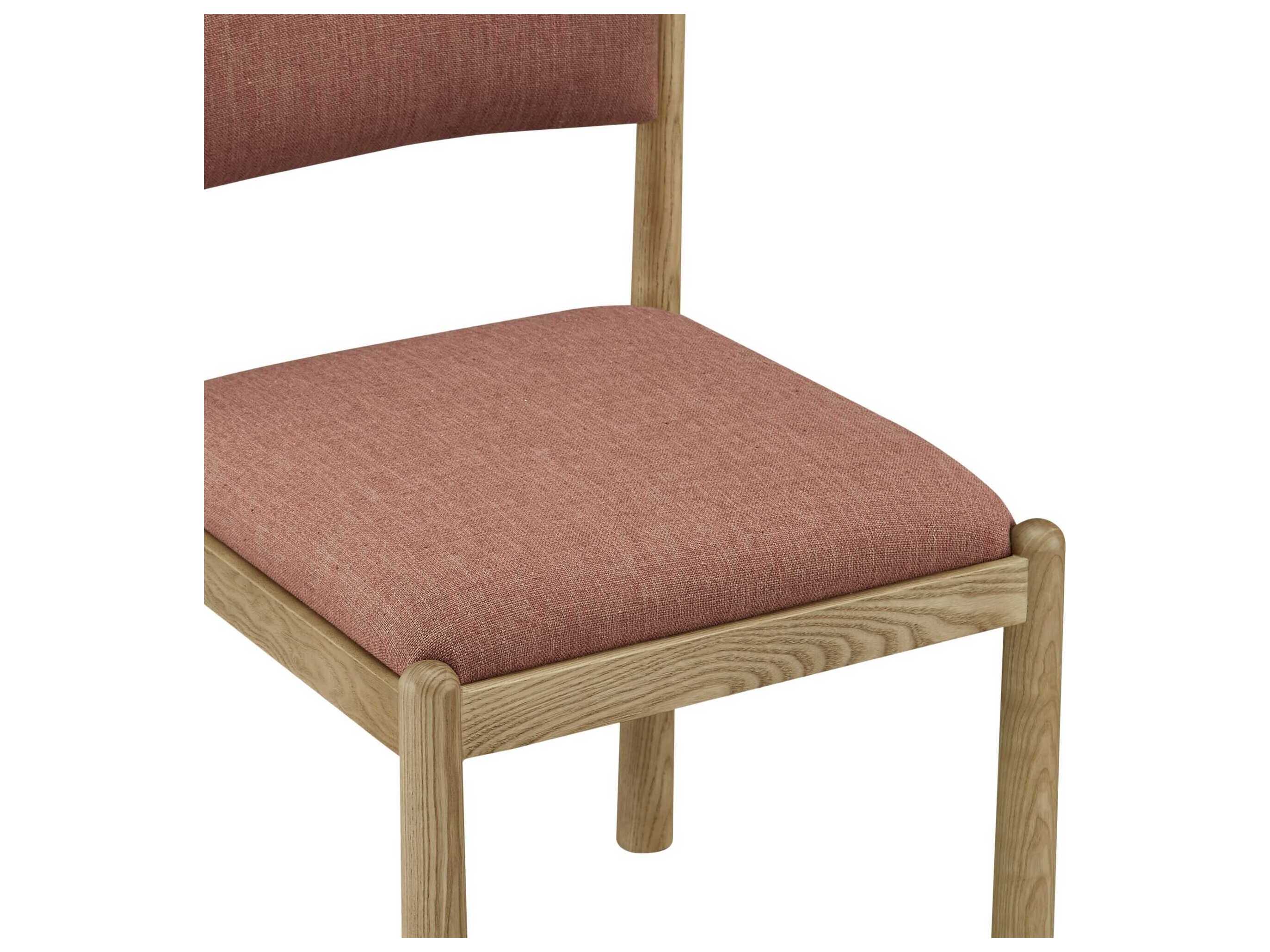 Moe's Home Villetta Ash Wood Pink Upholstered Armless Dining Chair Set of 2