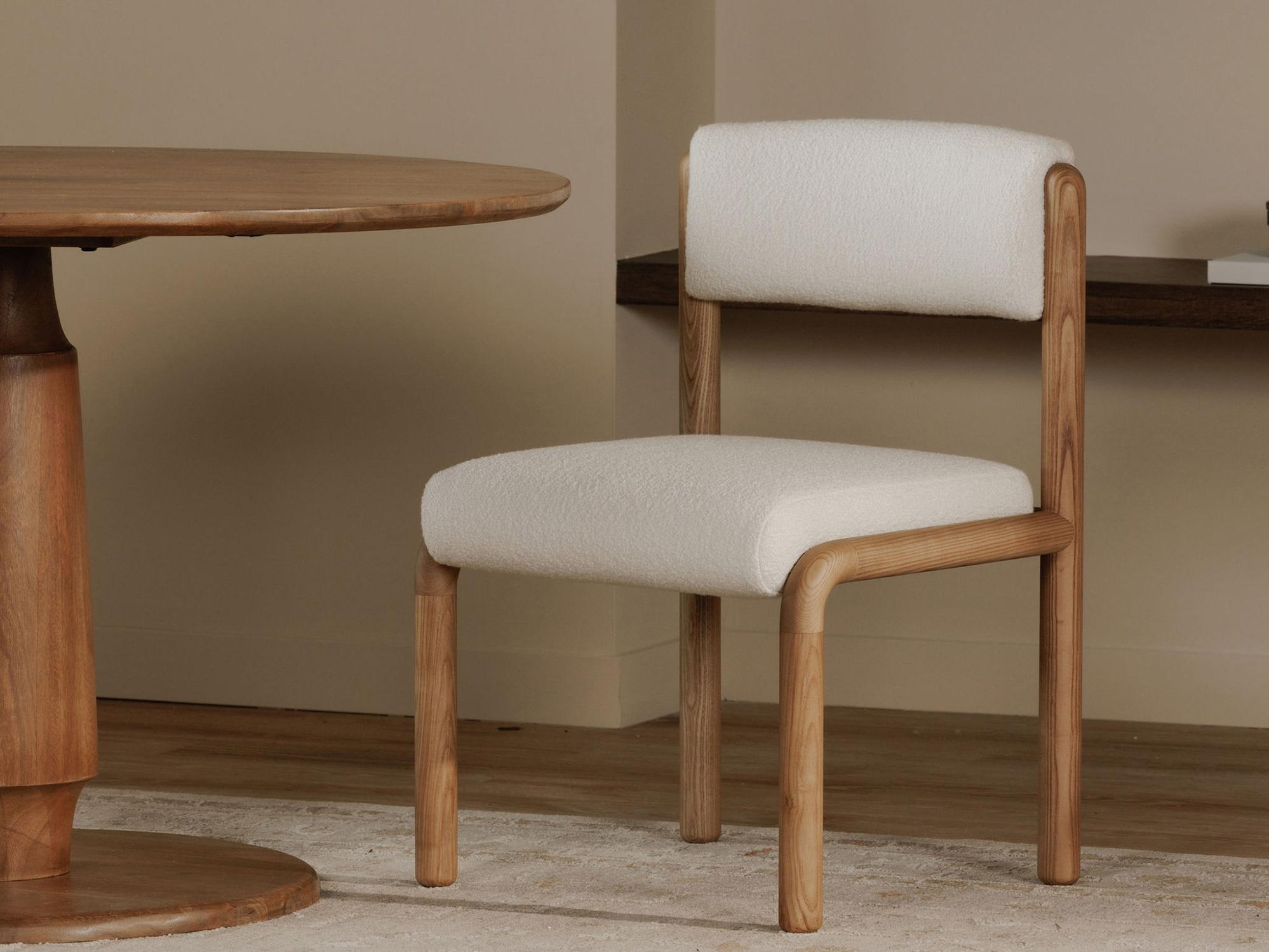 Moe's Home April  White Ash Wood Natural Upholstered Dining Chair (Set Of Two)