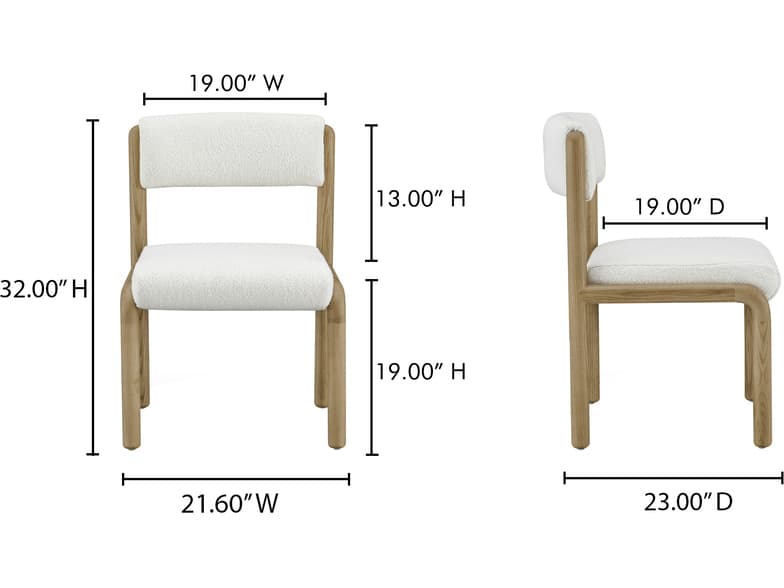 Moe's Home April  White Ash Wood Natural Upholstered Dining Chair (Set Of Two)