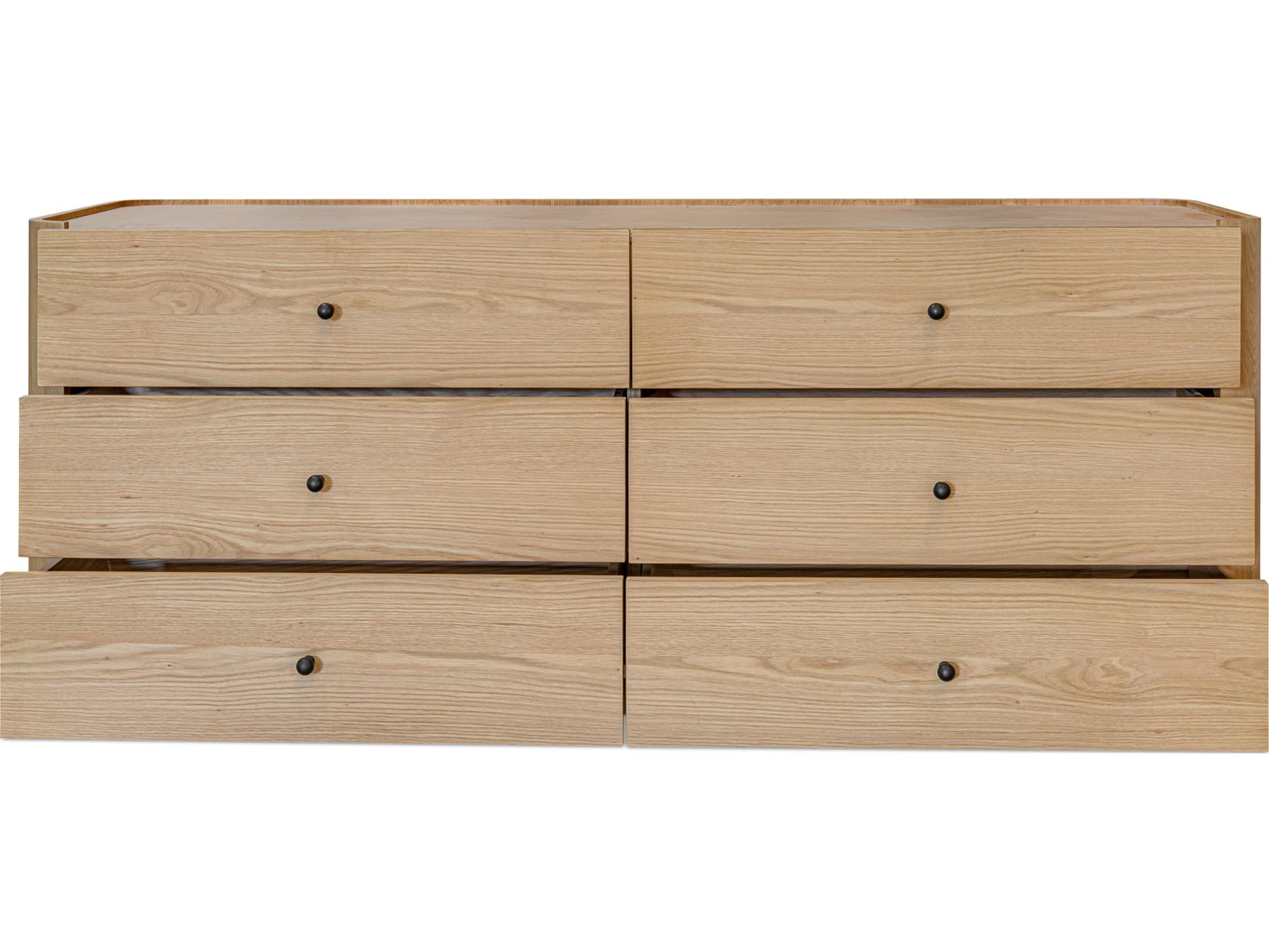 Moe's Home Gibson 6-Drawers Oak Wood Double Dresser
