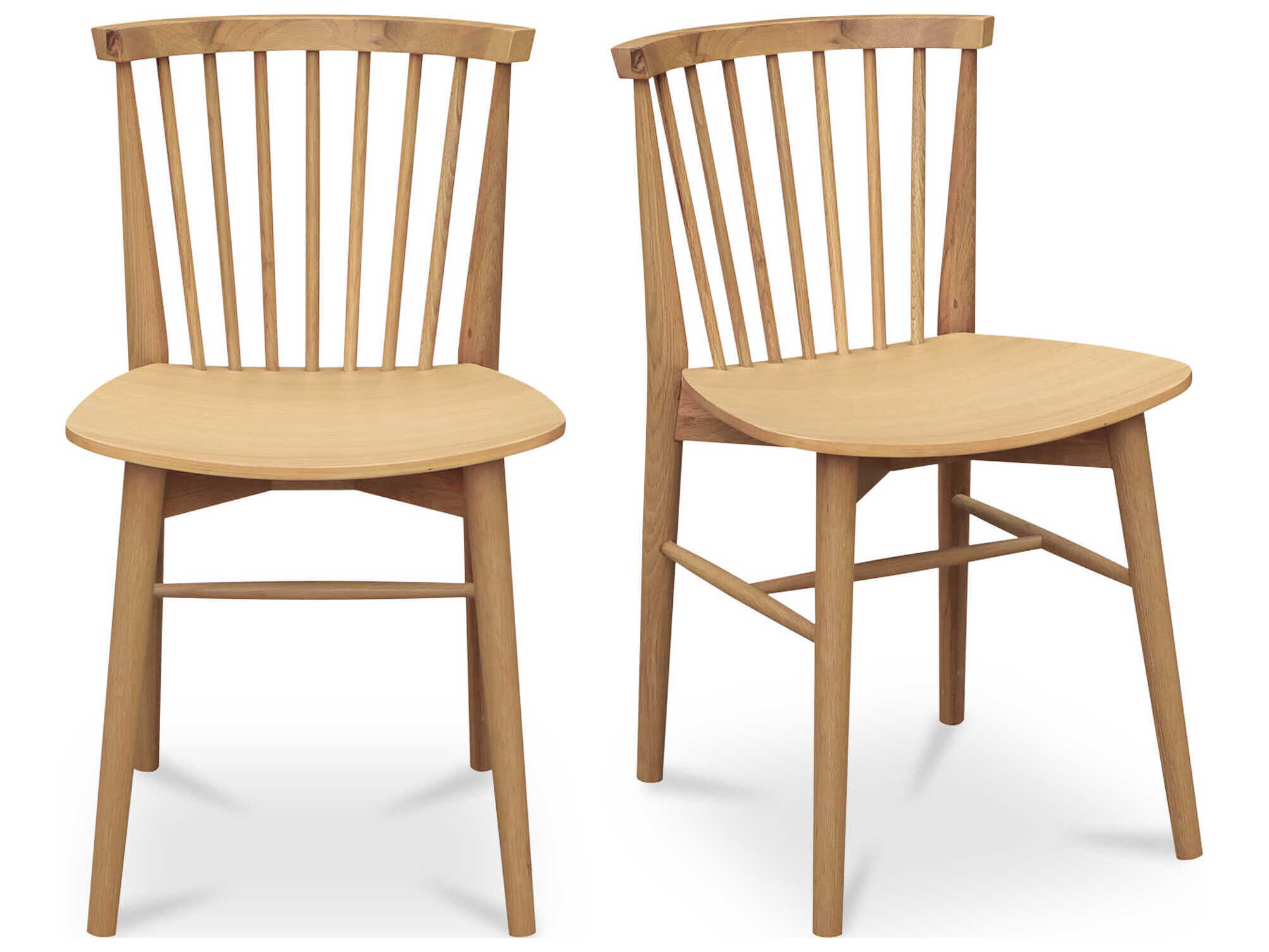 Moe's Home Marley Oak Wood Natural Armless Dining Chair Set of 2