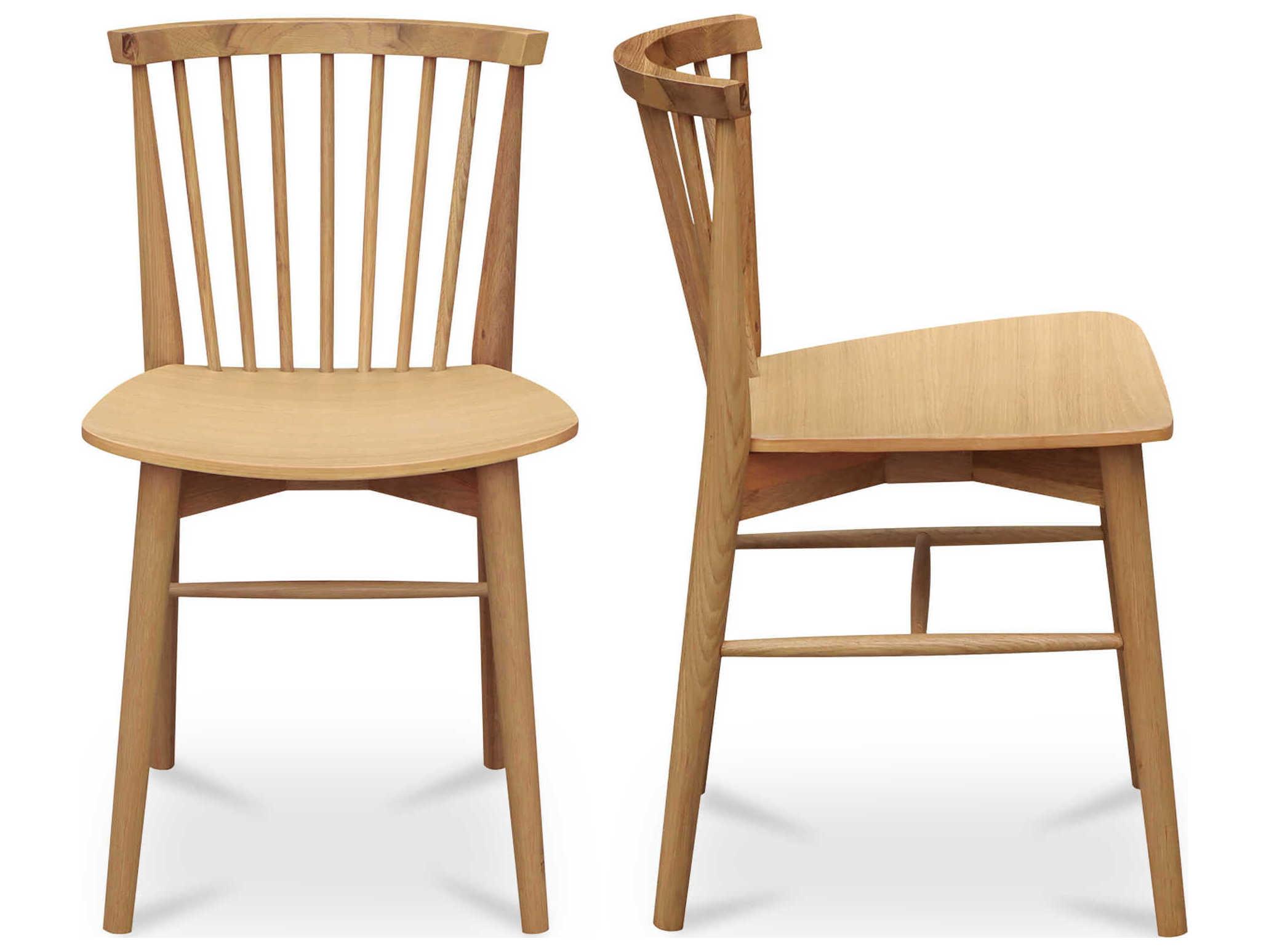 Moe's Home Marley Oak Wood Natural Armless Dining Chair Set of 2