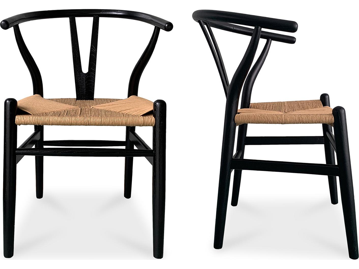 Moe's Home Ventana Elm Wood Black Side Dining Chair - Set of Two