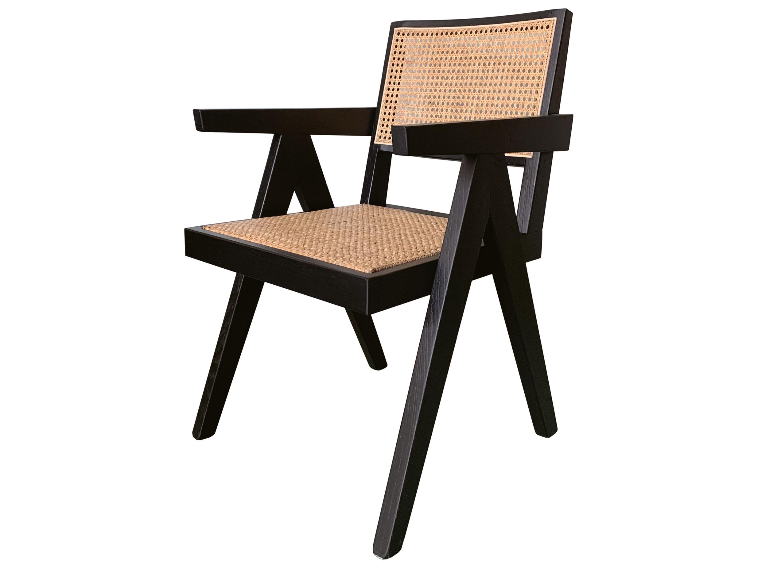 Moe's Home Takashi Elm Wood Black Arm Dining Chair - Set of Two