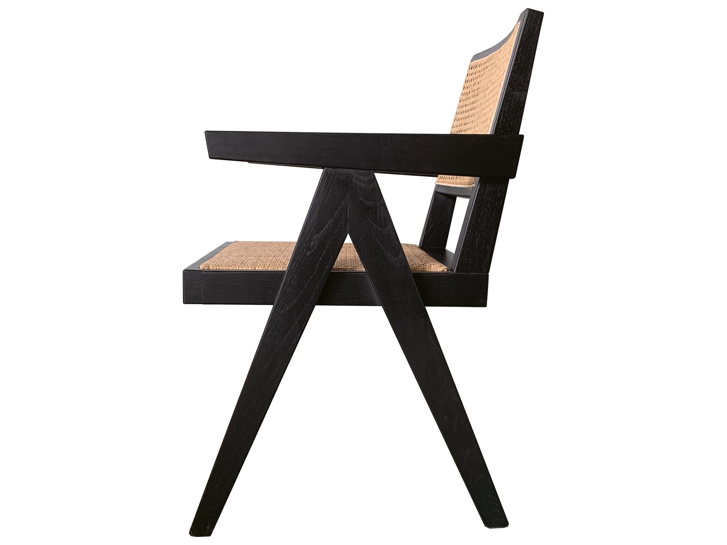 Moe's Home Takashi Elm Wood Black Arm Dining Chair - Set of Two