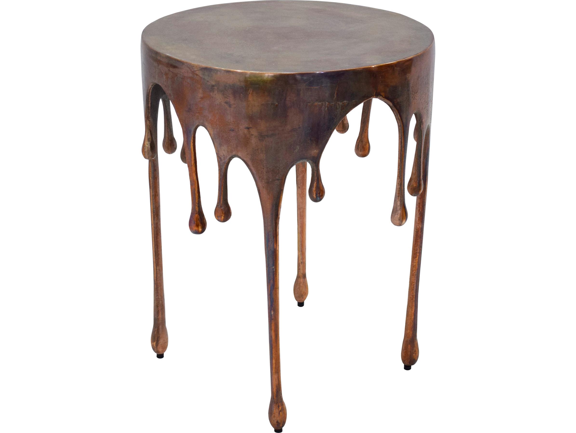 Moe's Home Round Metal Burnt Copper End Table