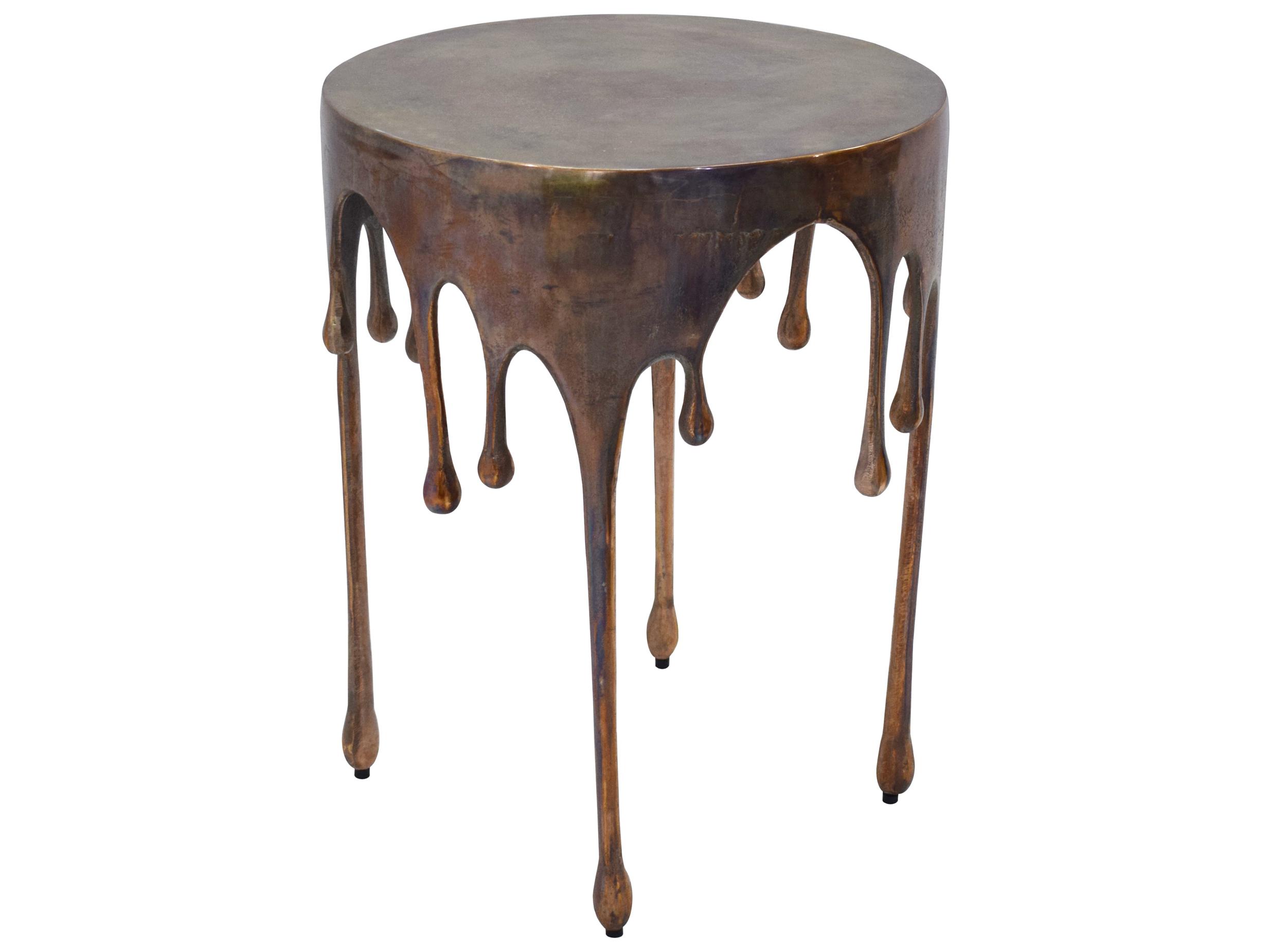 Moe's Home Round Metal Burnt Copper End Table