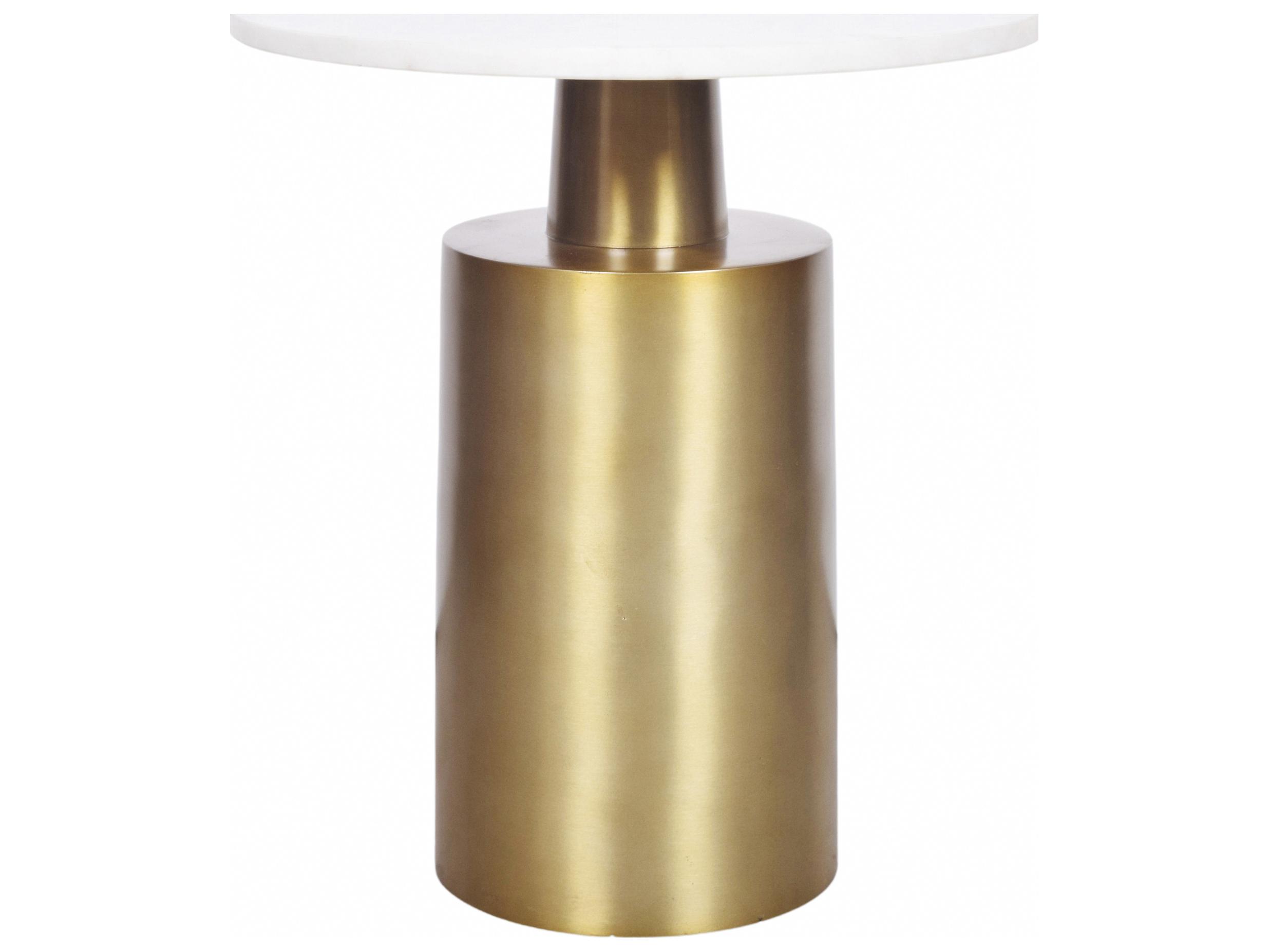 Moe's Home France Round Marble Gold White End Table