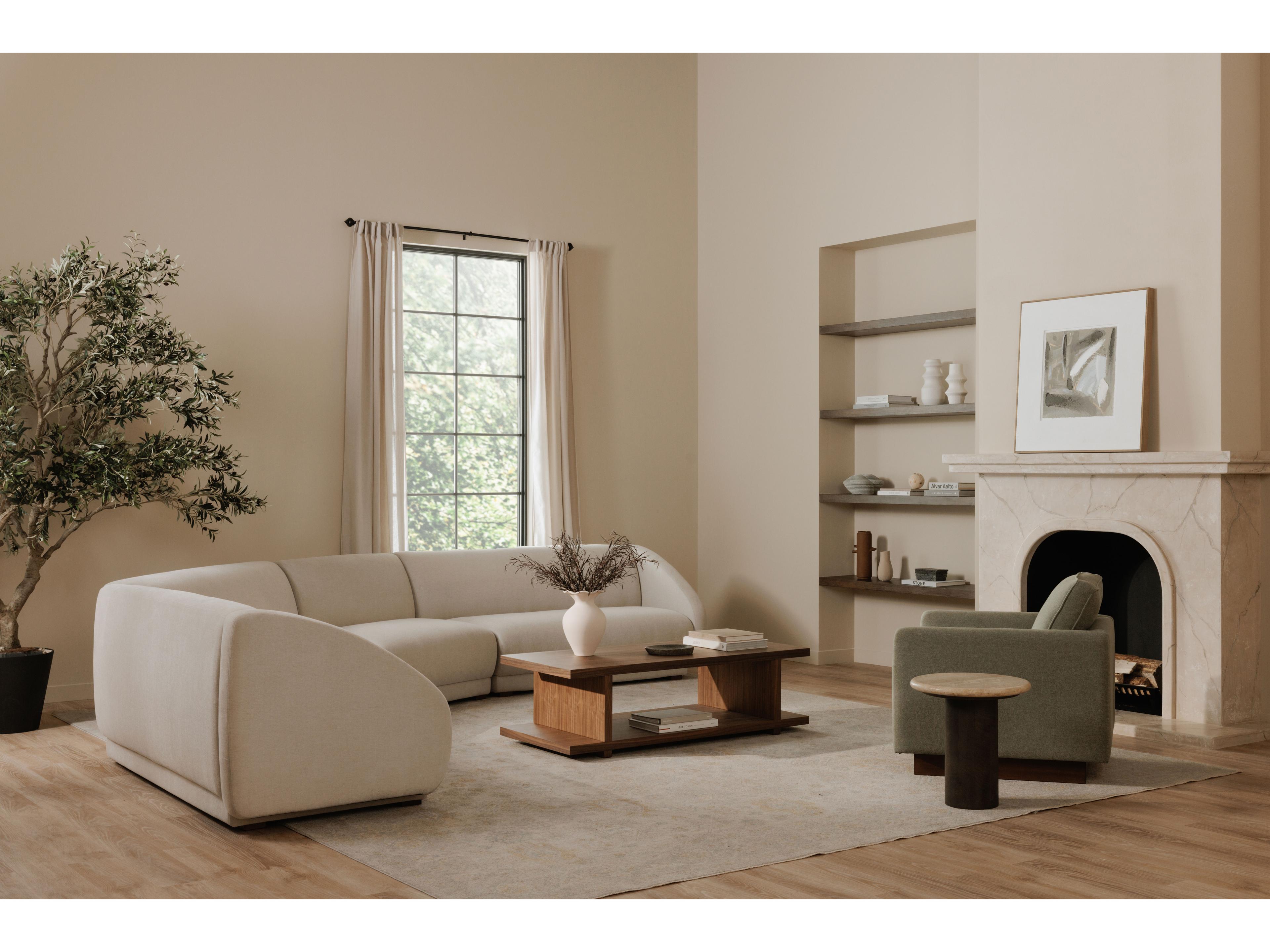 Moe's Home Fraser Beige Left Arm Facing Upholstered Sofa