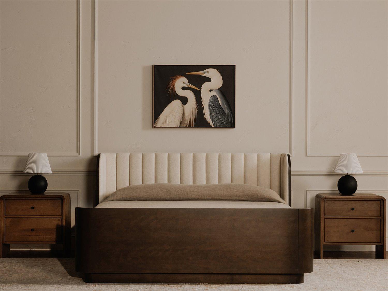 Moe's Home Scarlette White Rubberwood Wood Queen Panel Bed