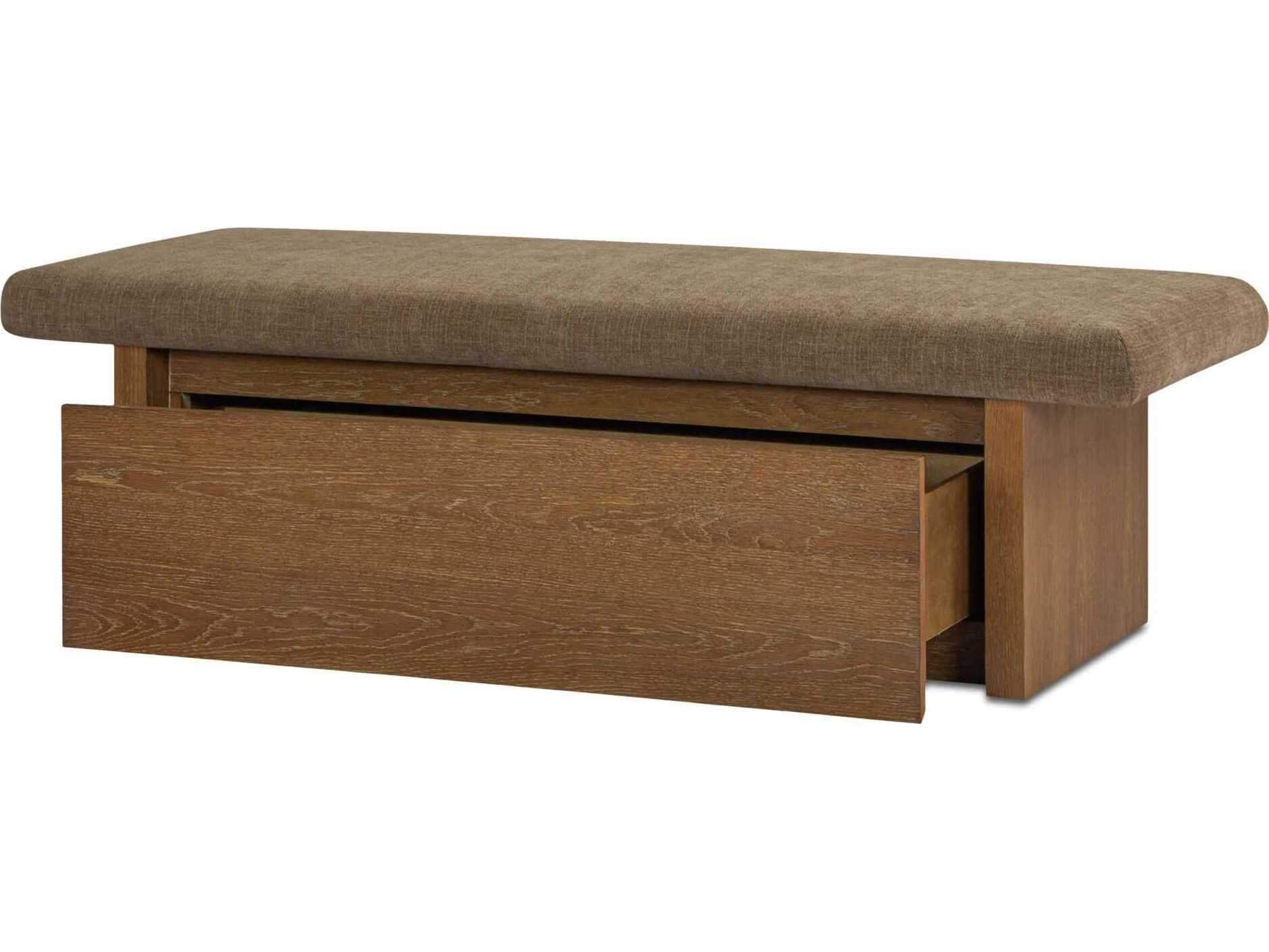 Moe's Home Gemma Taupe Brown Upholstered Accent Bench