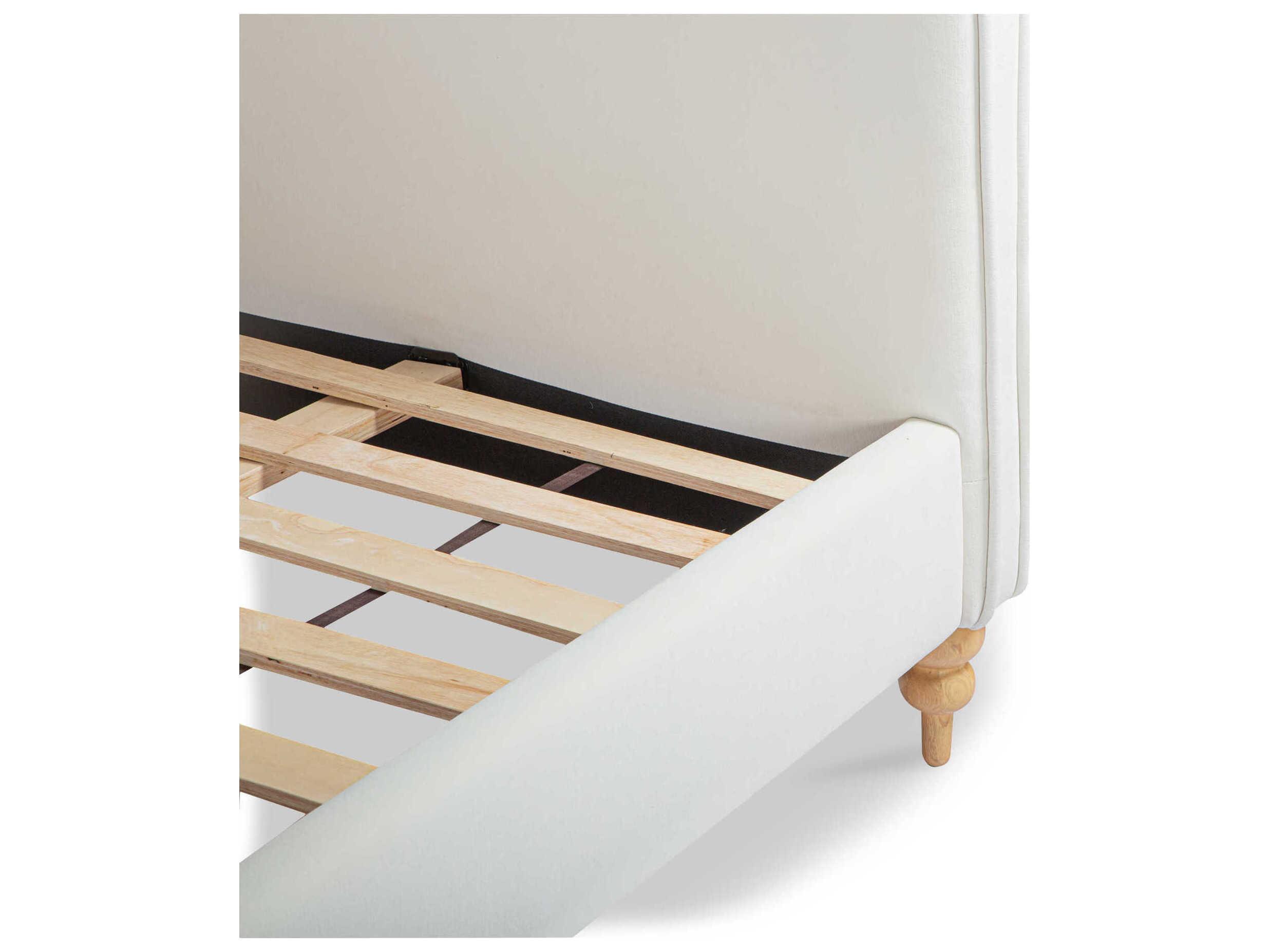 Moe's Home Jacqueline White Ash Wood Upholstered King Panel Bed