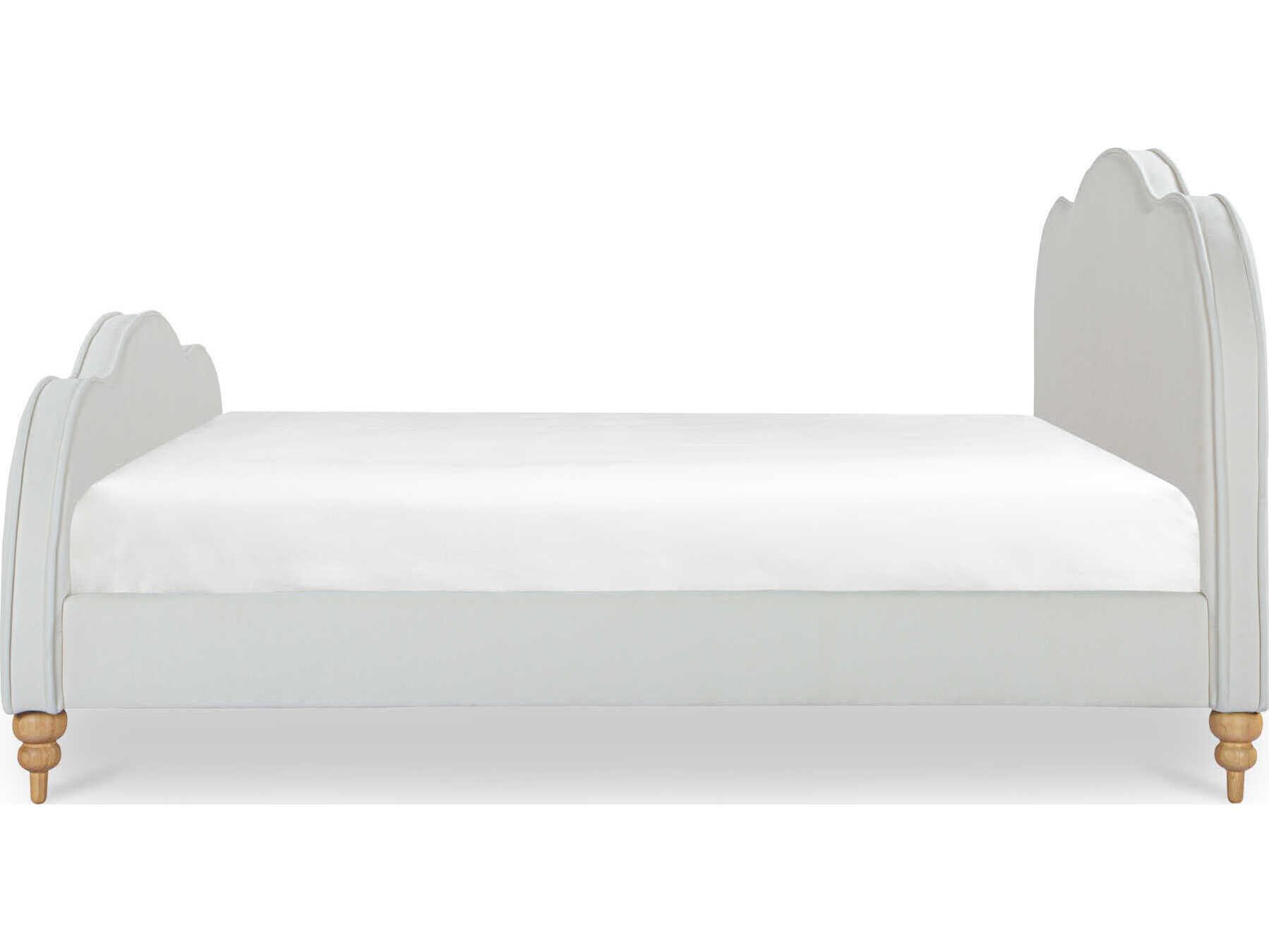 Moe's Home Jacqueline White Ash Wood Upholstered Queen Panel Bed