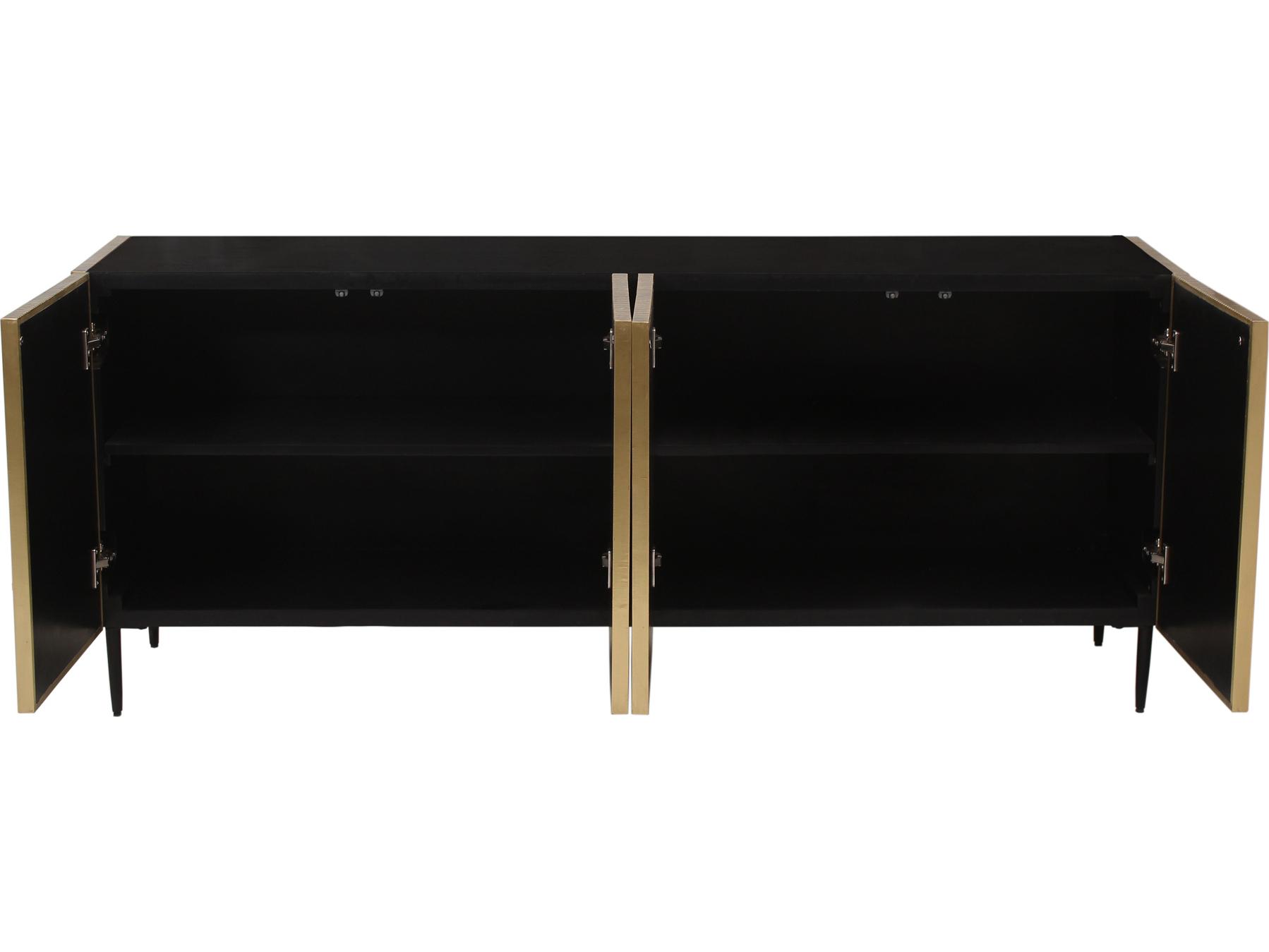 Moe's Home 72" Mango Wood Antique Brass Black Sideboard
