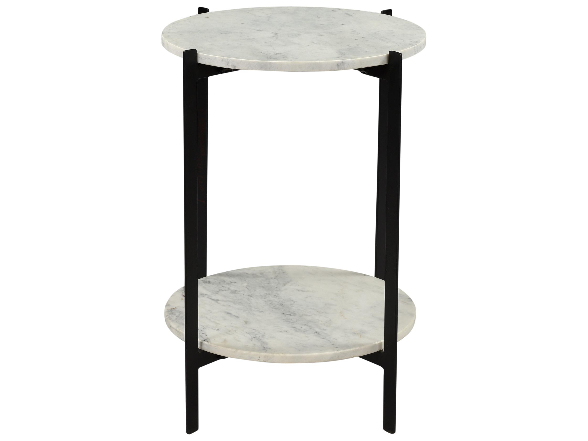 Moe's Home Round White Marble Black Matte End Table