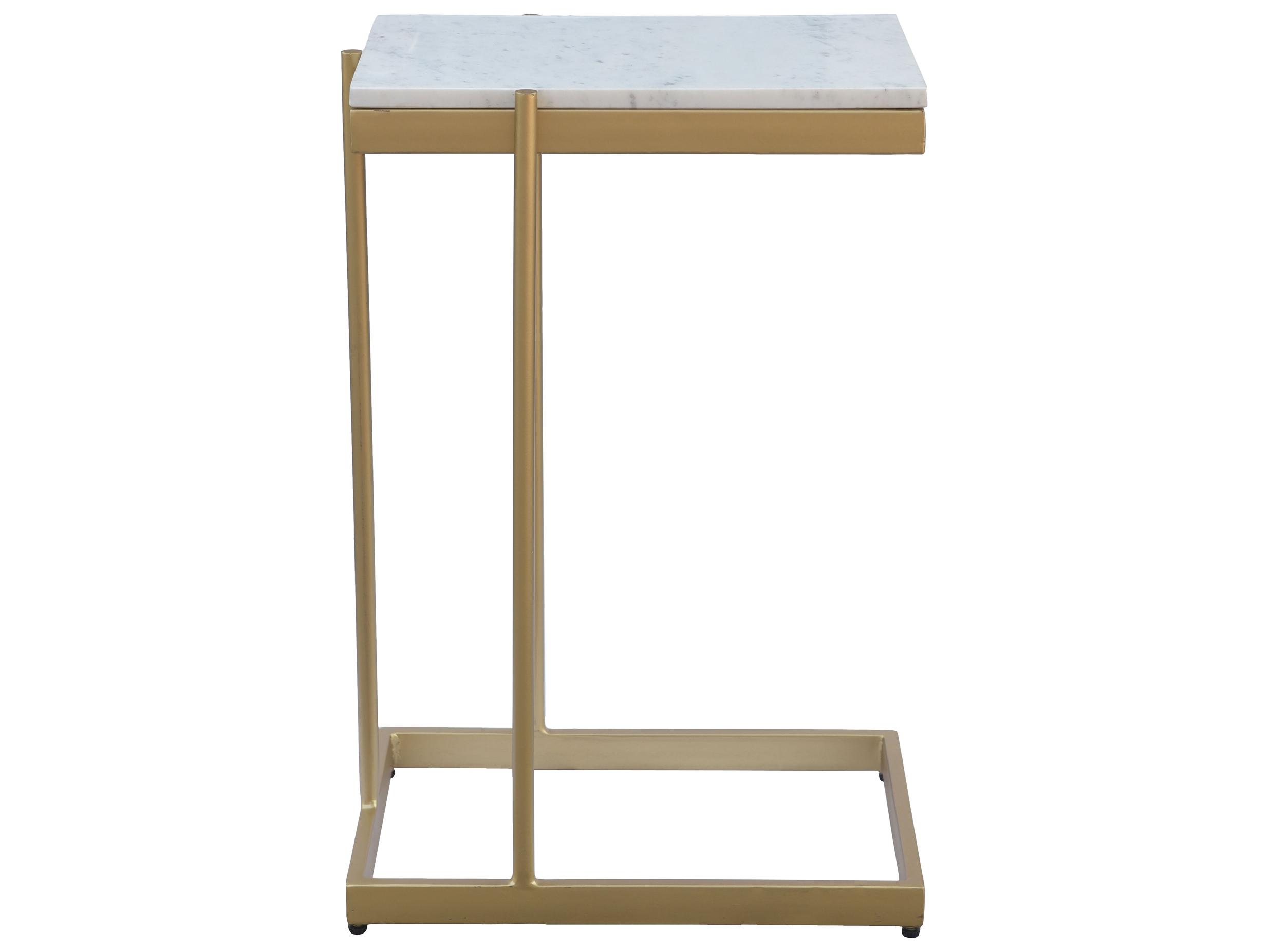 Moe's Home Rectangular White Marble Gold End Table