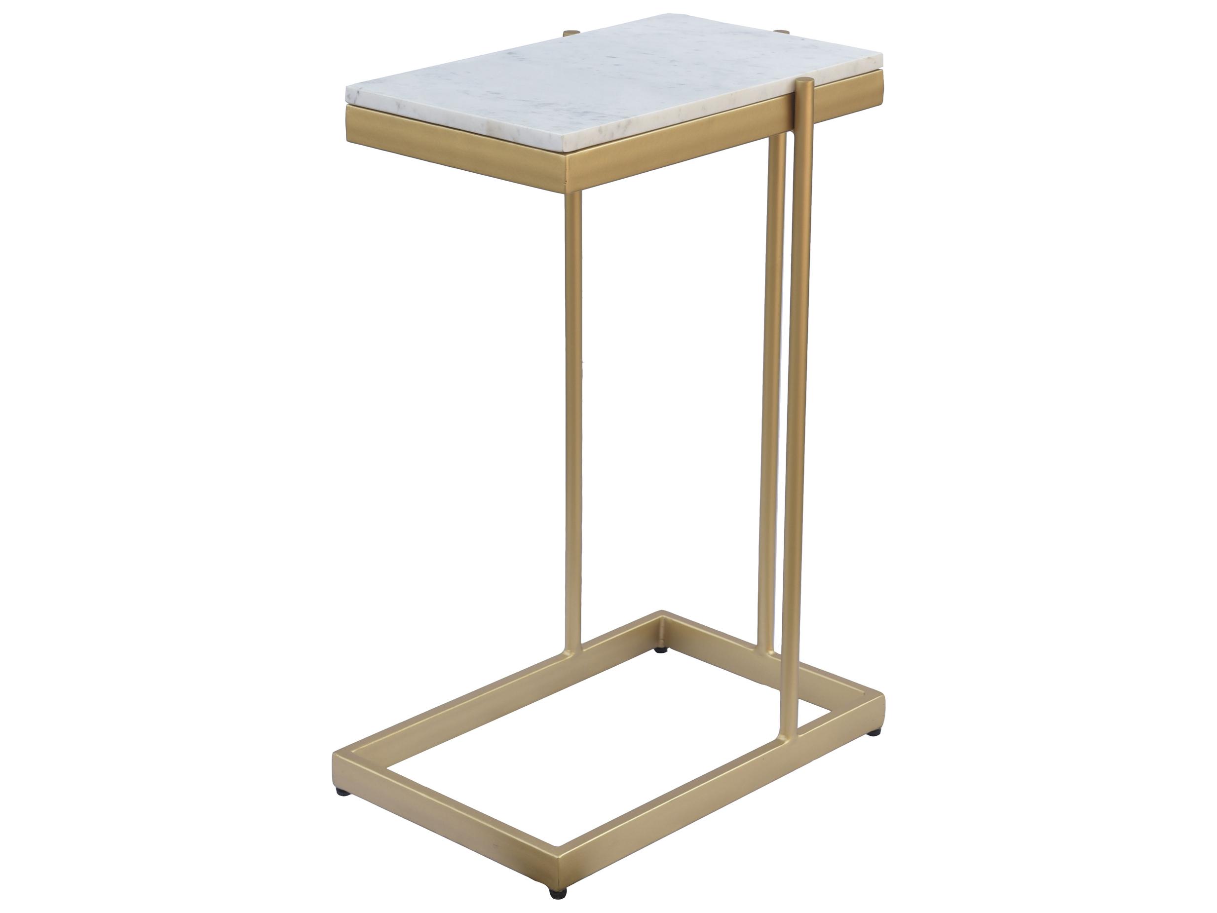 Moe's Home Rectangular White Marble Gold End Table