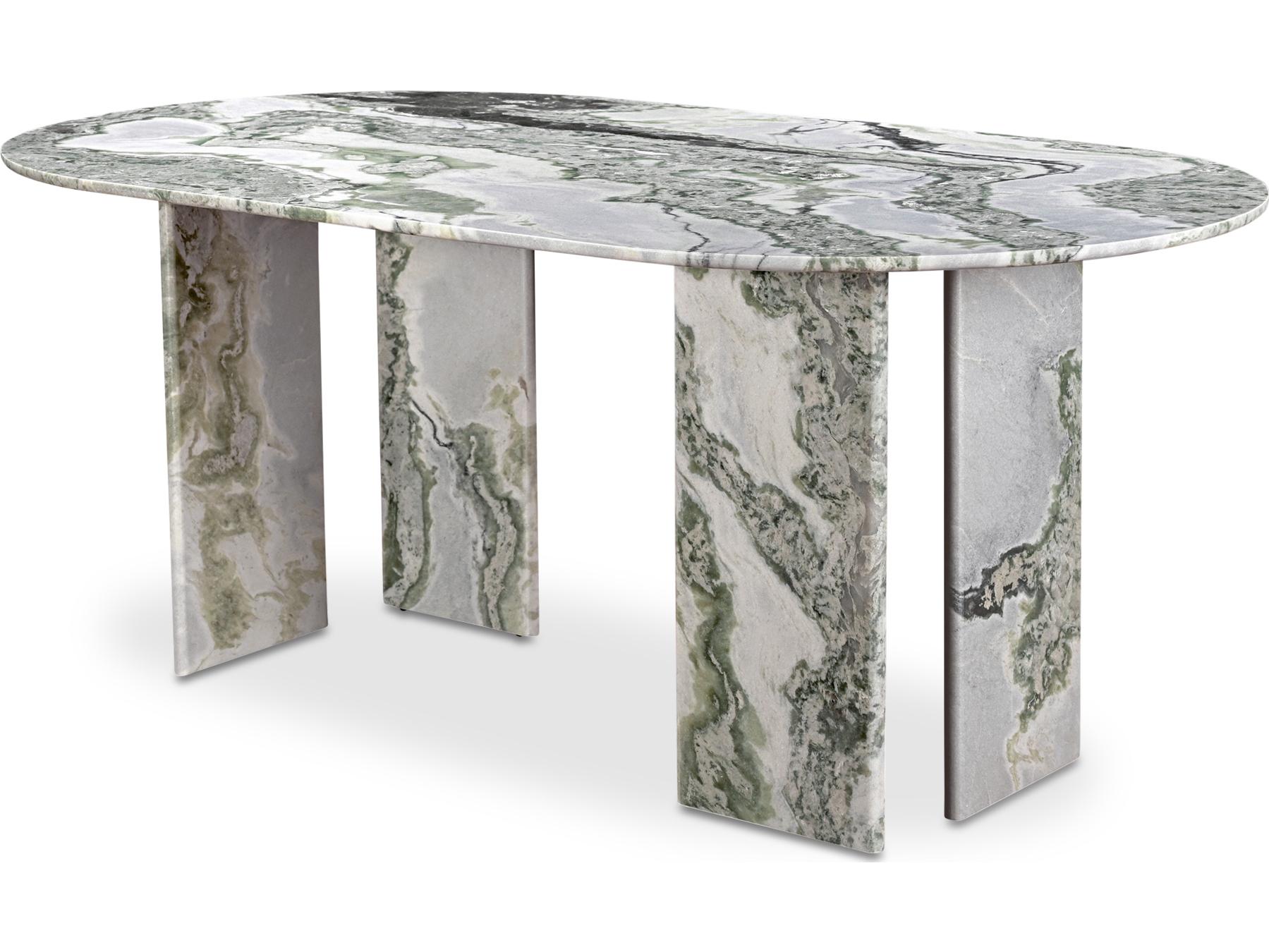 Moe's Home Celia Oval Dining Table Green Onyx Marble