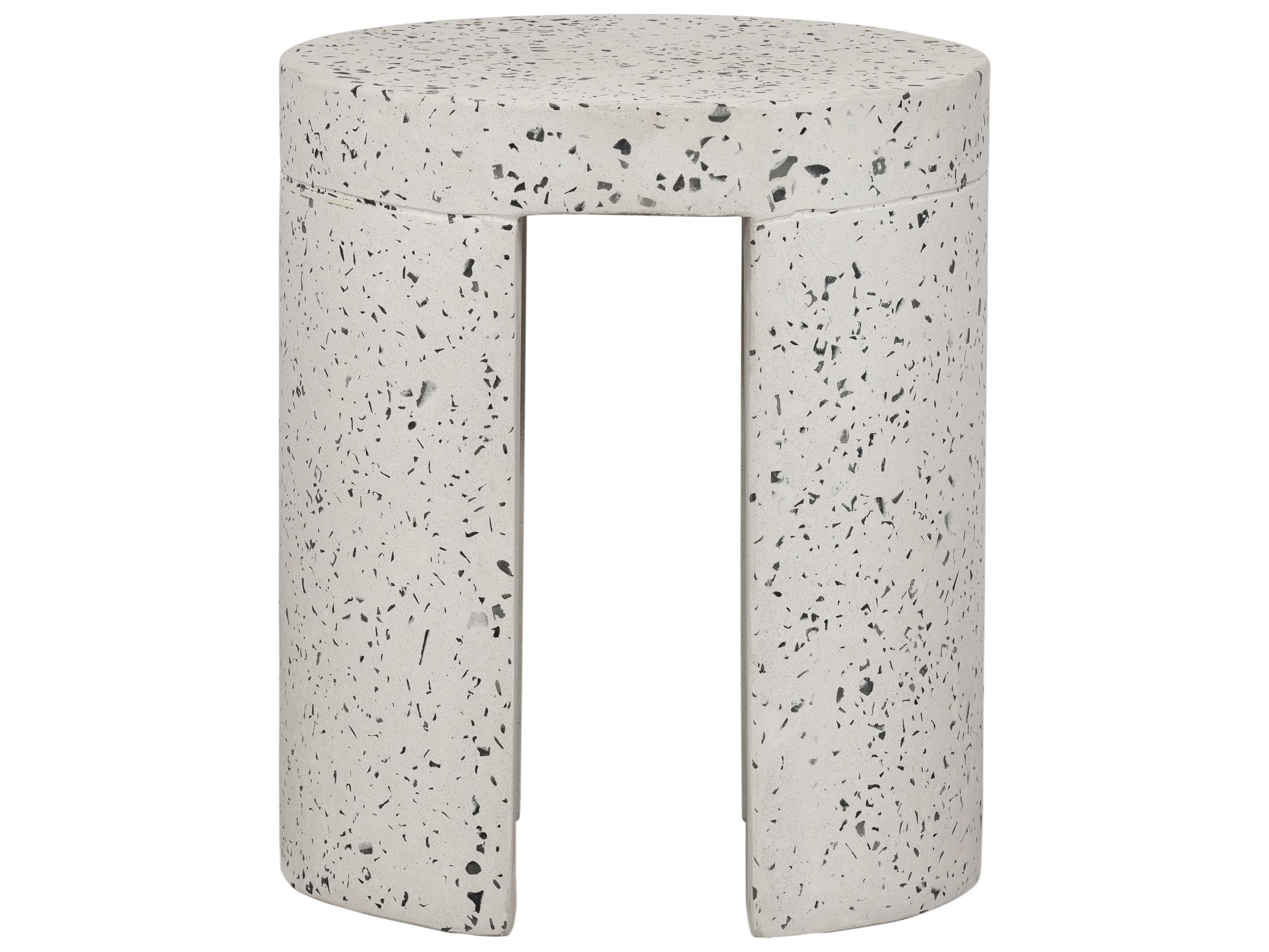 Moe's Home Lyon Greystone Terrazzo White Accent Stool