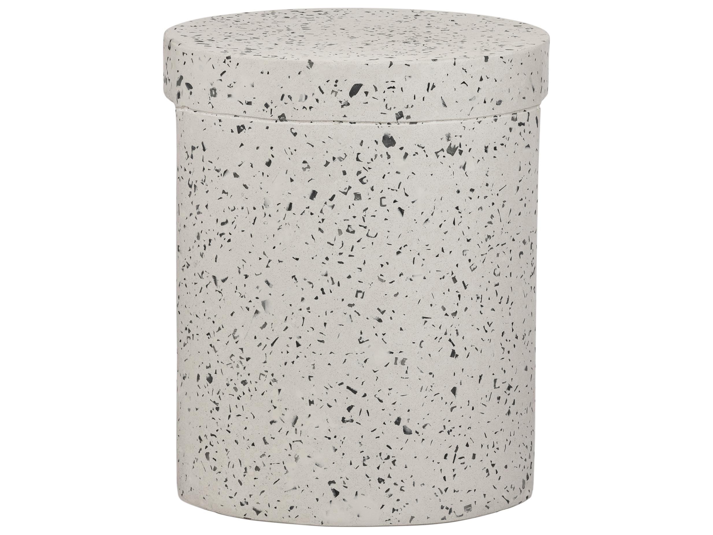 Moe's Home Lyon Greystone Terrazzo White Accent Stool