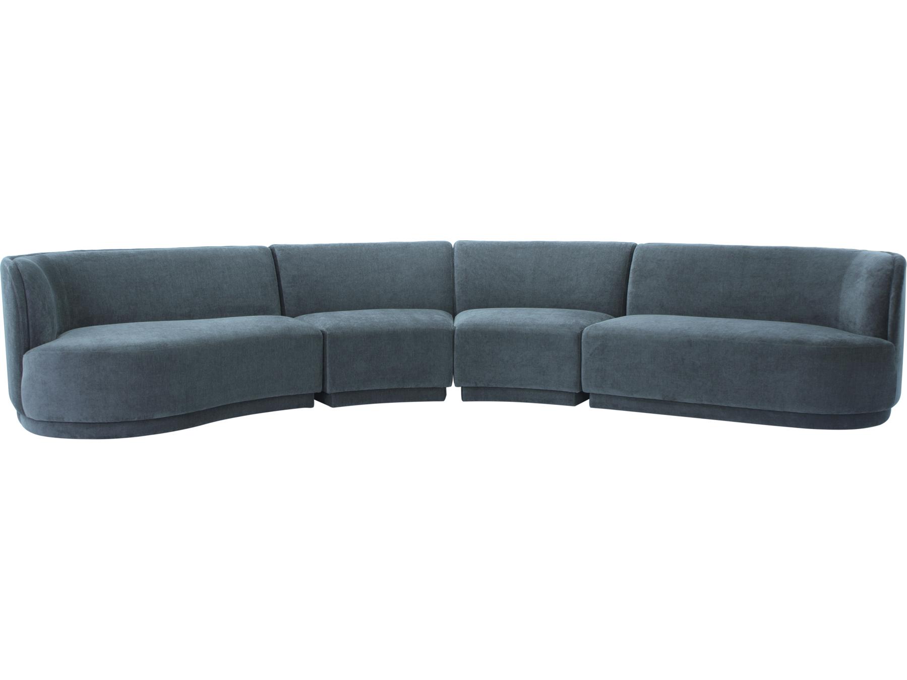 Moe's Home 158 Wide Gray Upholstered Sectional Sofa